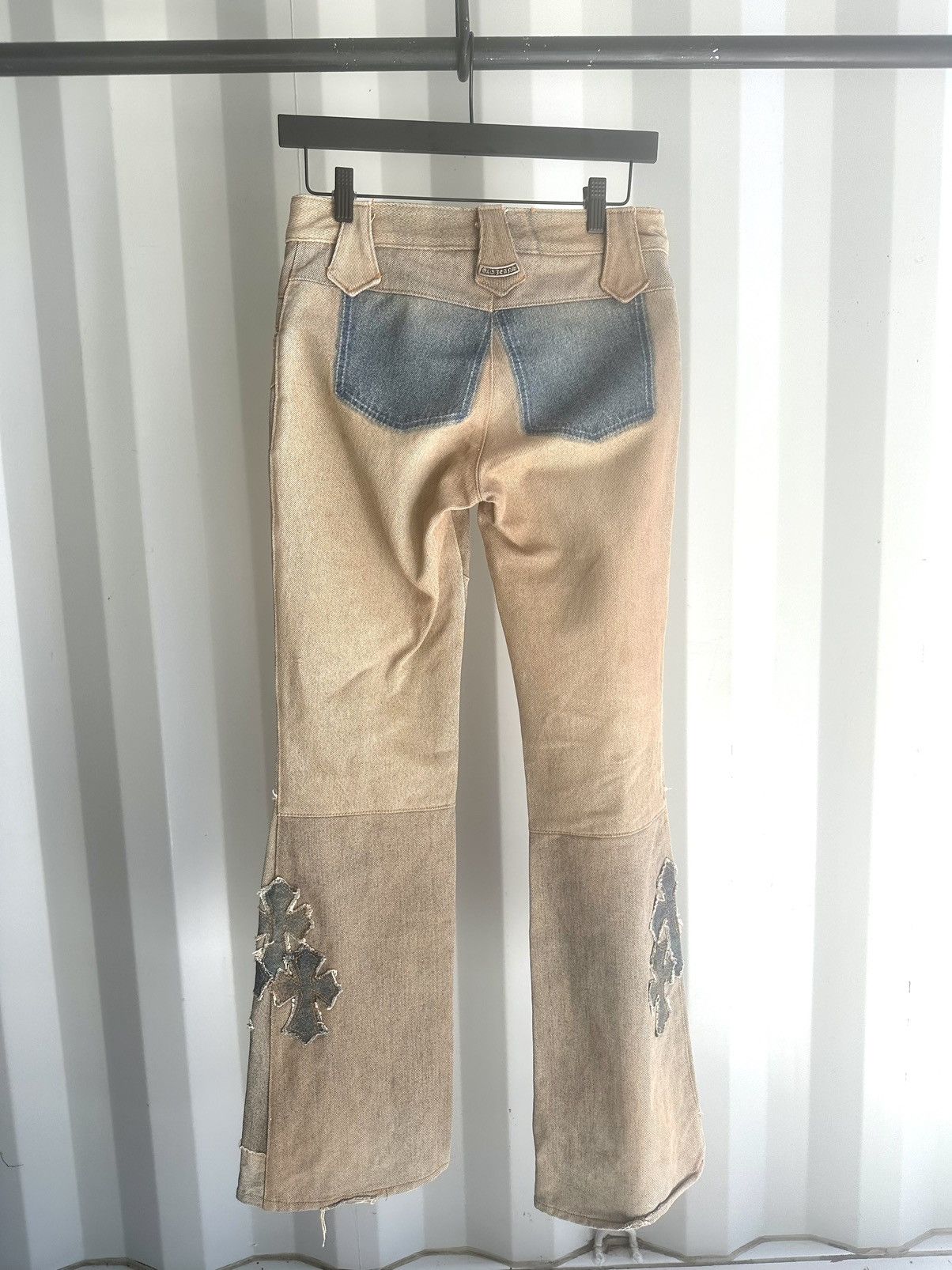 Vintage A&G Rock Triple Cross Patch Fleur Knee Bootcut Flare Pants Size US 28 / EU 44 - 5 Thumbnail