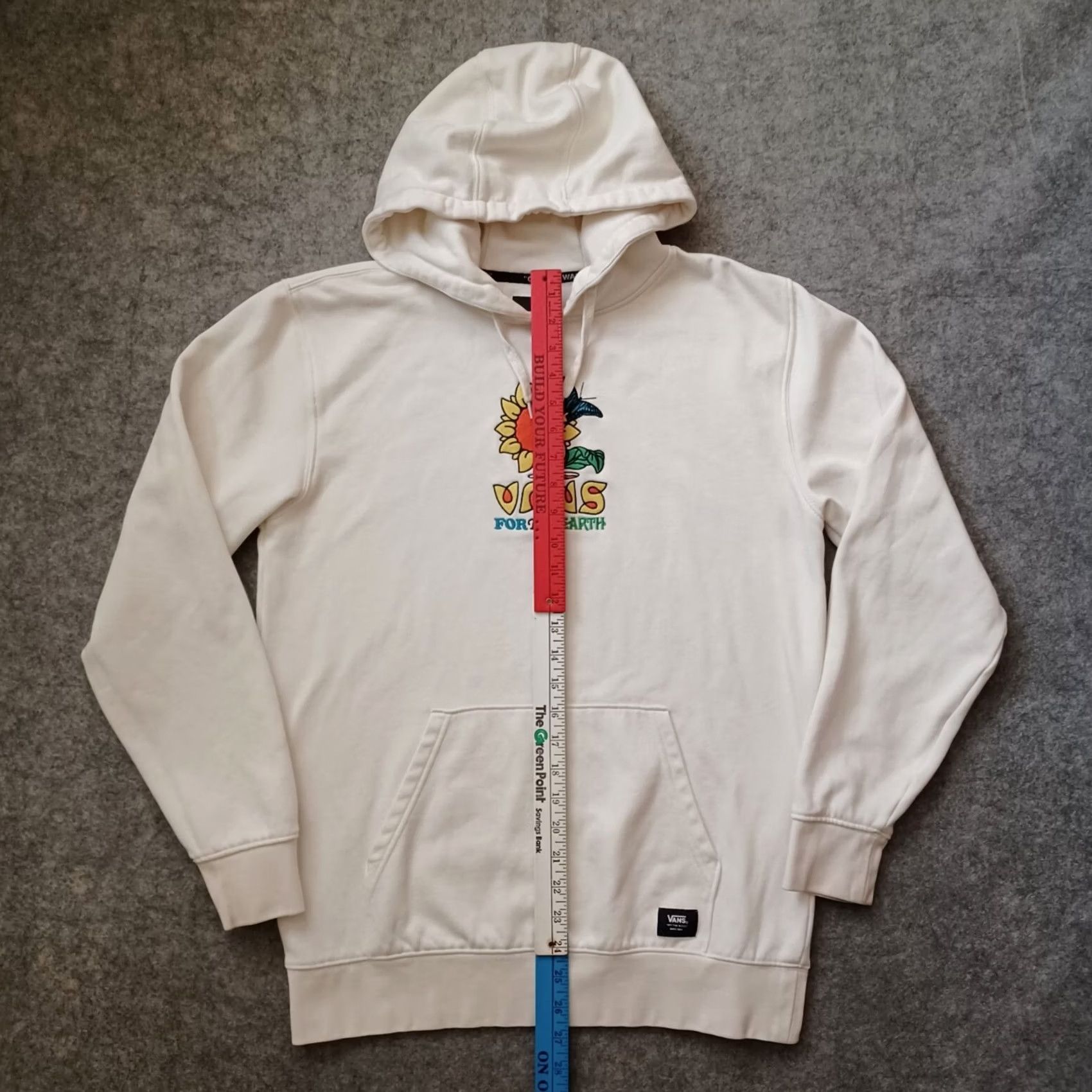 Vans VANS Mens Hoodie M Ivory Pullover Kangaroo Pocket Embroidered Logo For The Earth Zipper Pocket Size US M / EU 48-50 / 2 - 7 Thumbnail