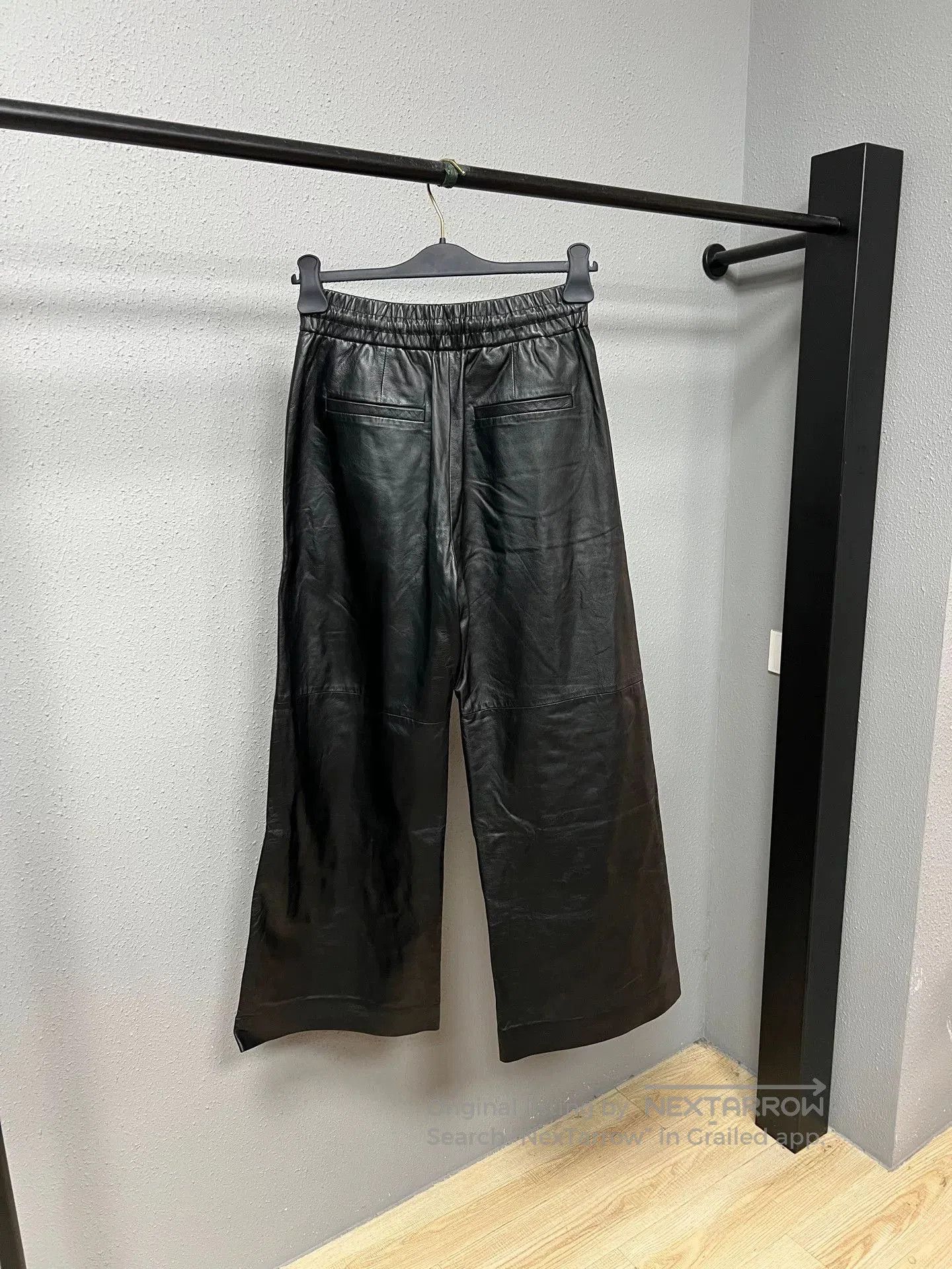 Brunello Cucinelli black wide-leg leather pants. Size 26" / US 2 / IT 38 - 2 Thumbnail
