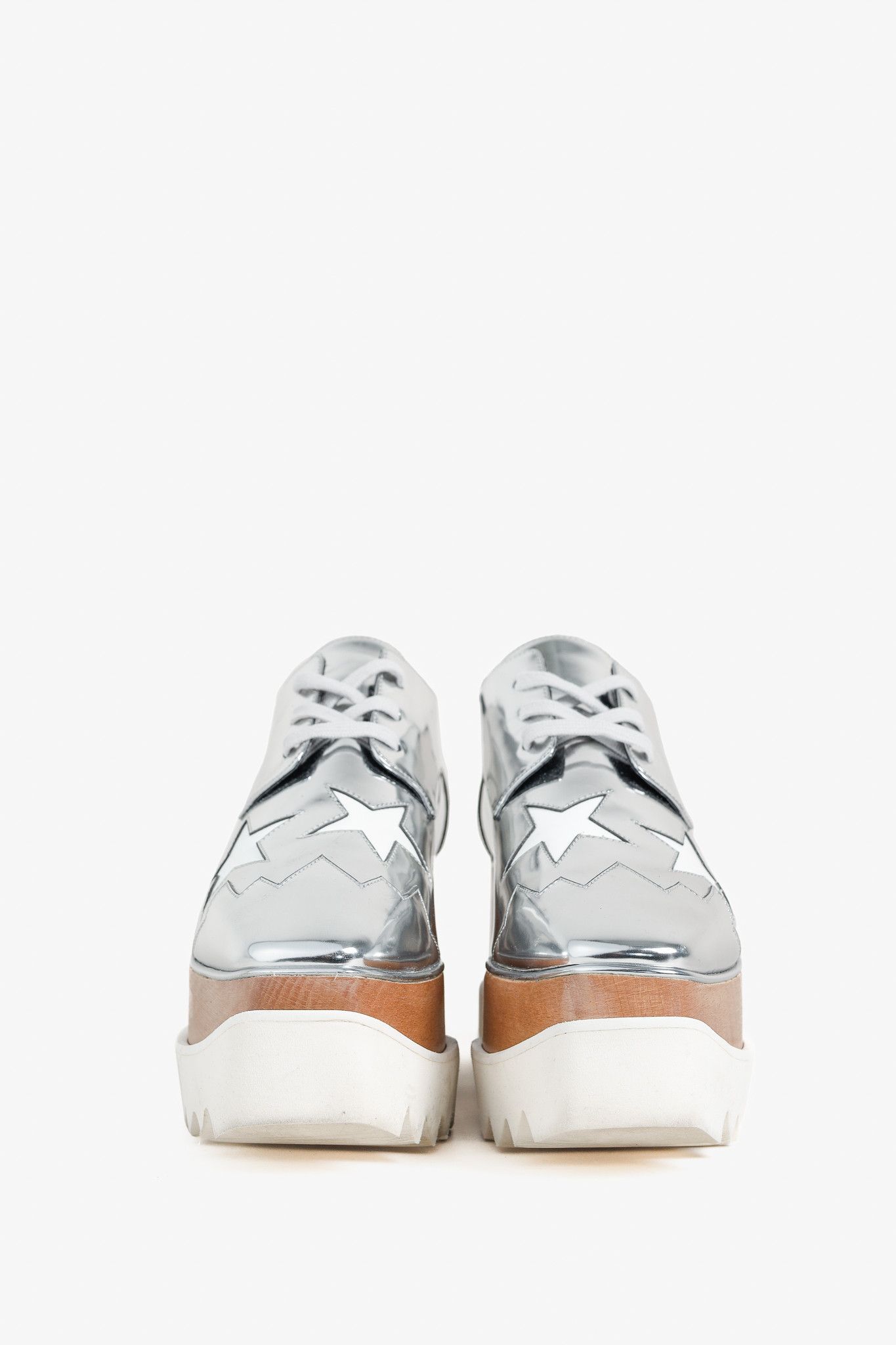 Stella McCartney Stella McCartney Elyse Star Vegan-Leather Lace-Up Platforms Size US 7.5 / IT 37.5 - 2 Thumbnail