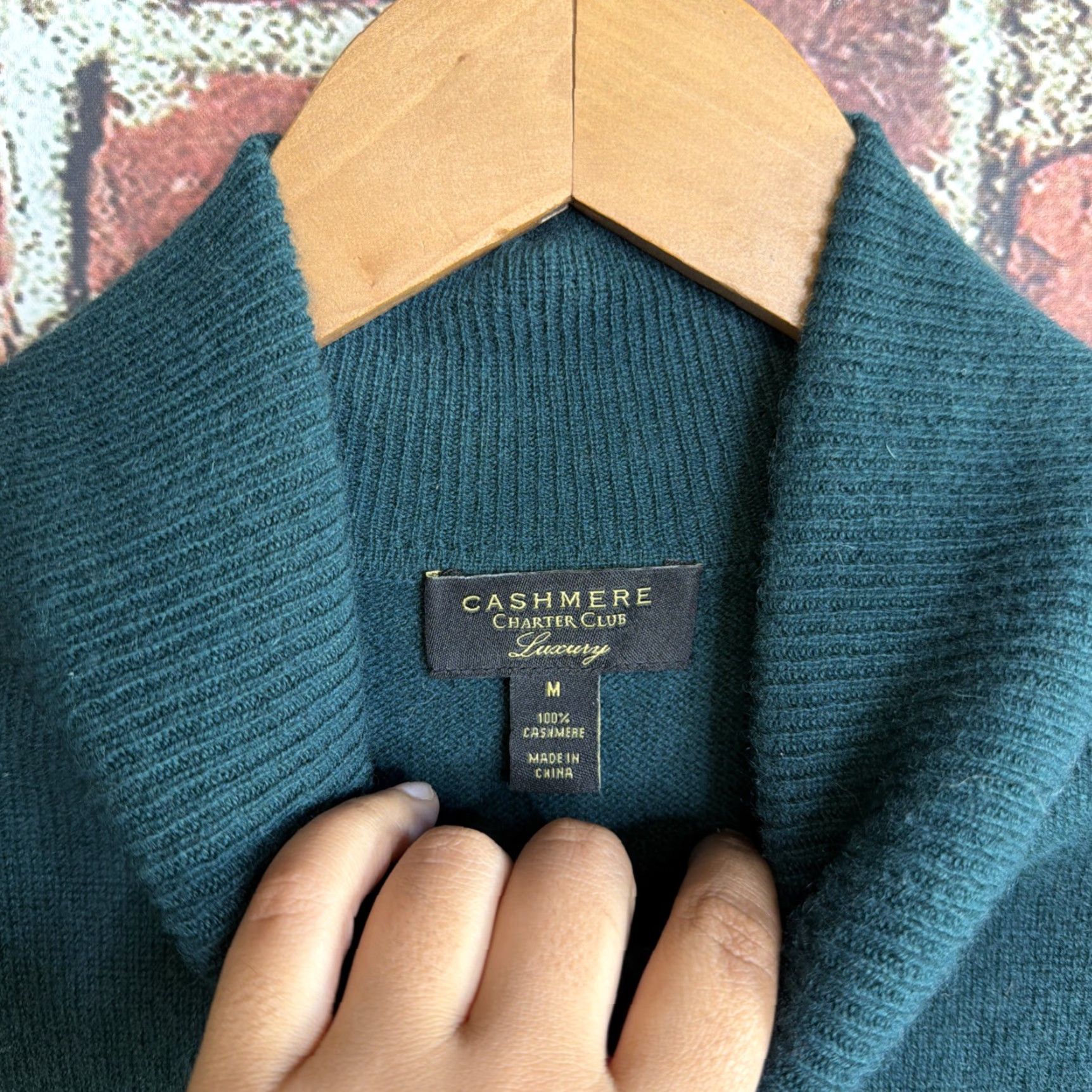 Charter Club Charter Club Womens Turtleneck Sweater M Green 100% Cashmere Luxury Pullover Size M / US 6-8 / IT 42-44 - 2 Thumbnail