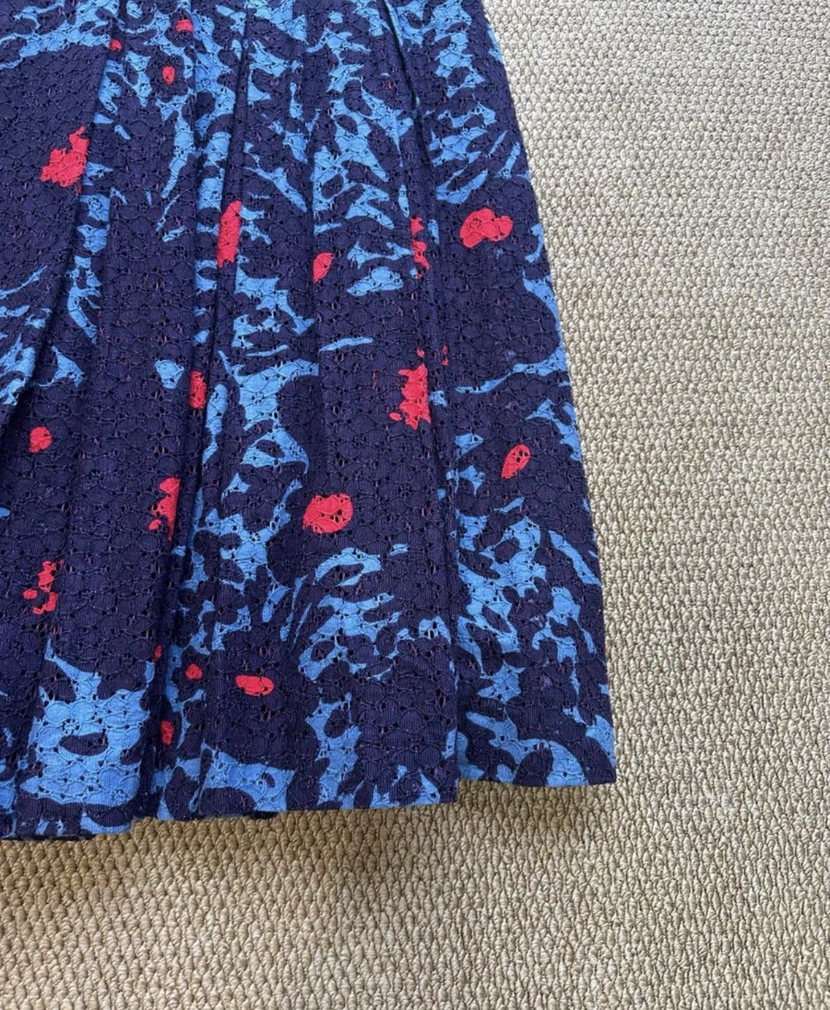 Comme des Garcons COMME des GARÇONS Style Navy Blue Lace Print Midi Skirt K23 Size 25" / US 0 / IT 36 - 2 Thumbnail