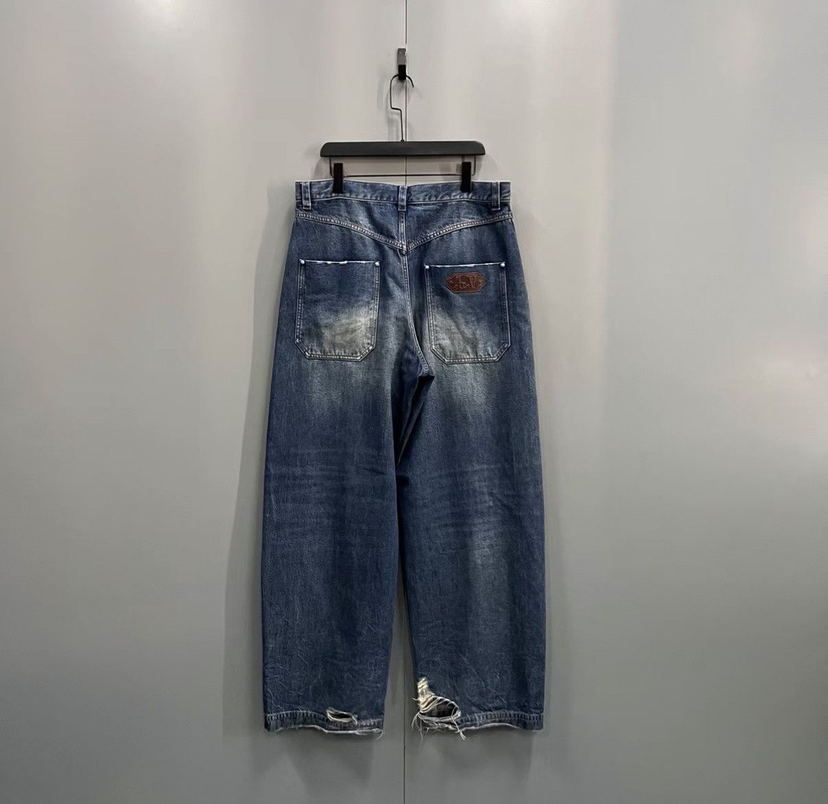 Louis Vuitton Louis Vuitton Washed Distressed Denim Wide-leg Pants J41 Size 33" - 2 Thumbnail