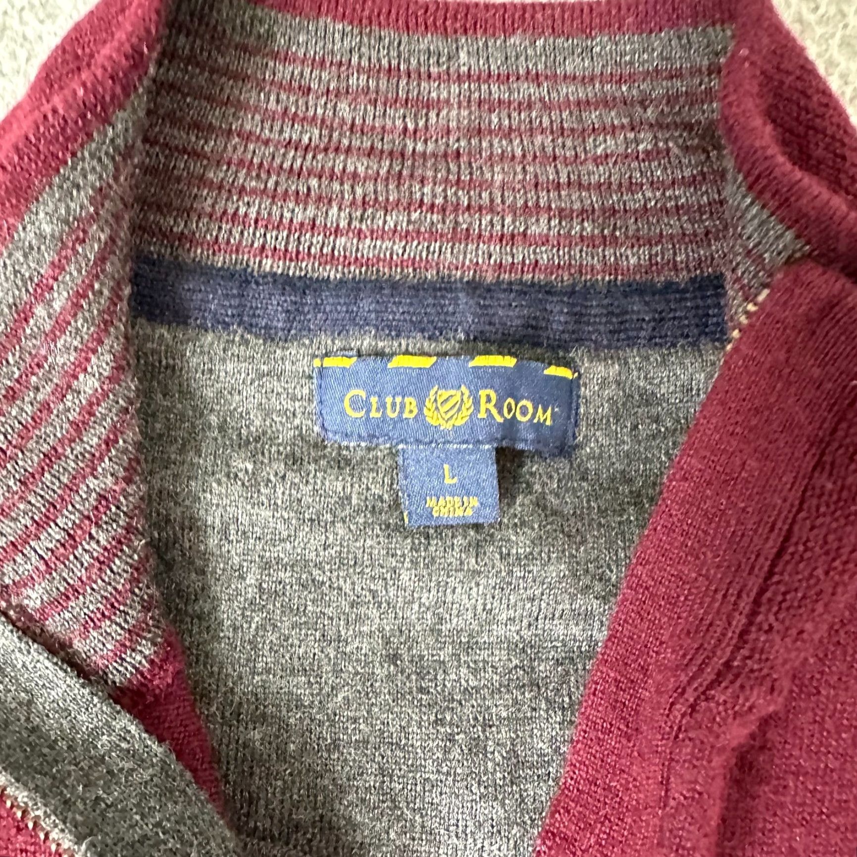 Club Room Club Room Sweater Adult Large Red Wool Knit 1/4 Zip Cranberry Pullover Mens Shirt Size US L / EU 52-54 / 3 - 5 Thumbnail