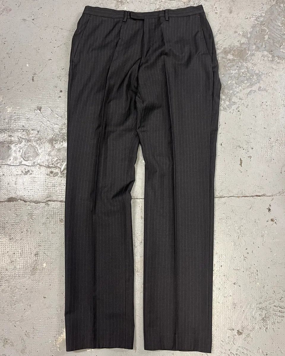 Gucci 2000s Gucci Dark Grey Wool Striped Tailored Pants Size US 33 - 1 Thumbnail