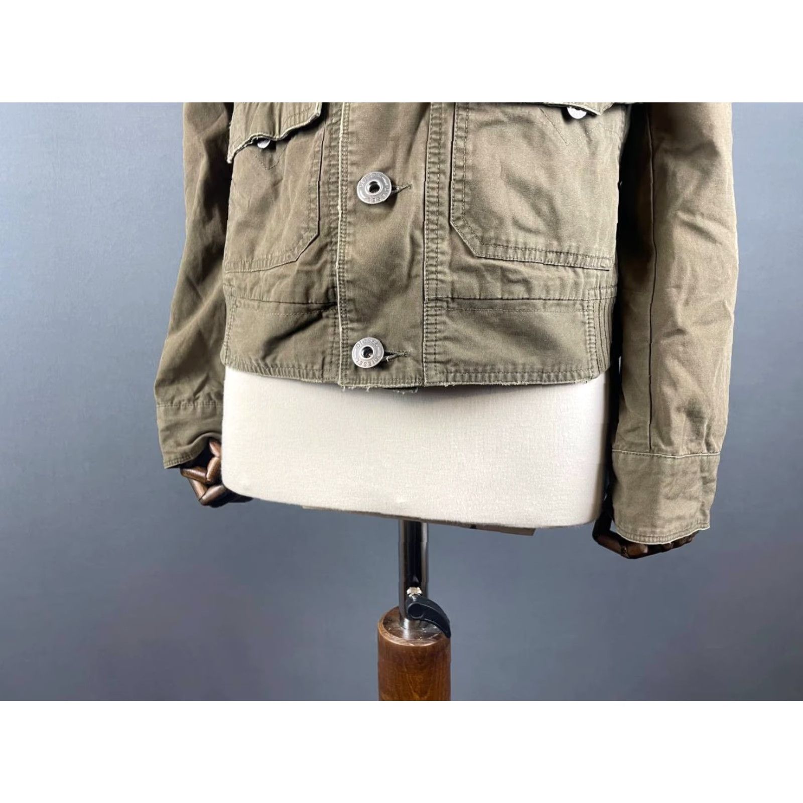 Diesel Diesel Jacket Women's Military Cotton Long Sleeve Brown Pockets Front Zip Button Hooded Mid-Length Regular L Size L / US 10 / IT 46 - 7 Thumbnail