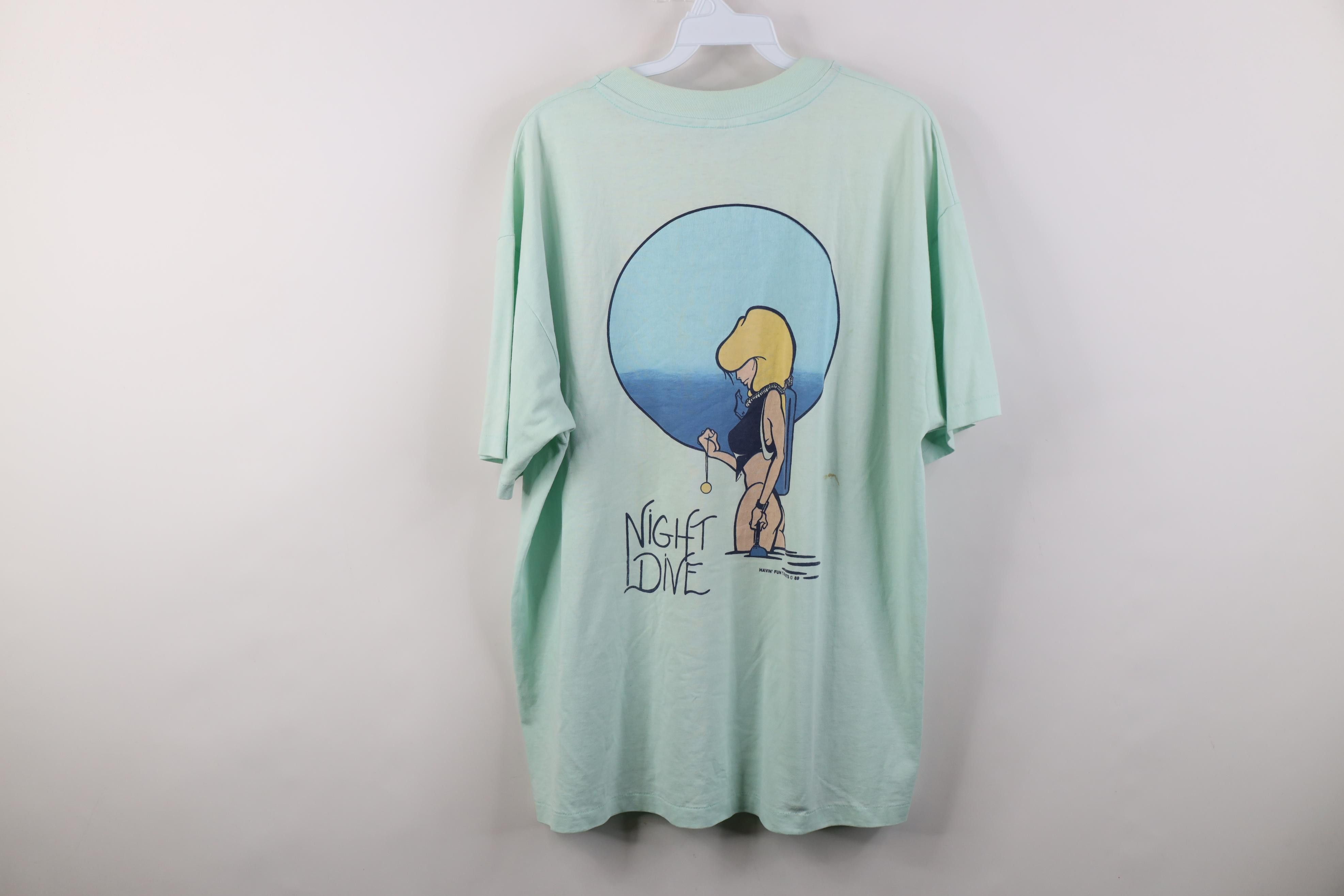Vintage Vintage 80s Streetwear Nags Head Pro Diving Pinup T-Shirt Size US XL / EU 56 / 4 - 16 Thumbnail