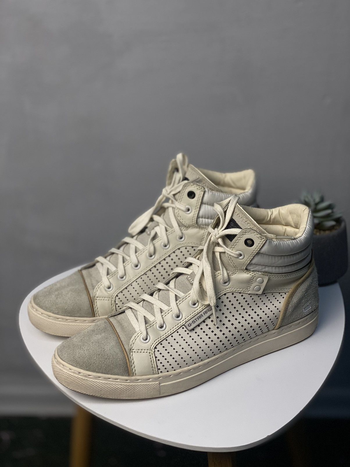 image of G Star Raw Leather Sneakers Size 11 in White, Men's