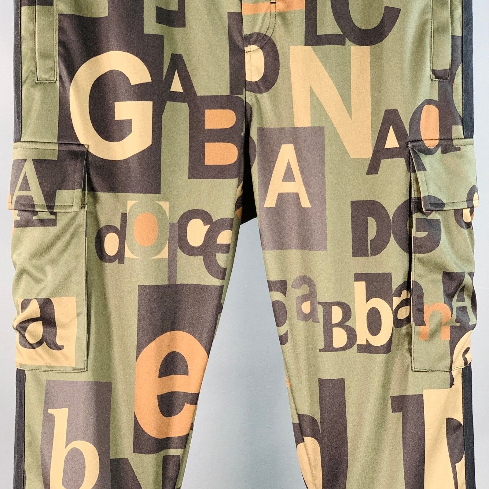 Dolce & Gabbana Size 34 Black Olive Brown Logo Polyester Cargo Casual Pants Size US 34 / EU 50 - 2 Thumbnail