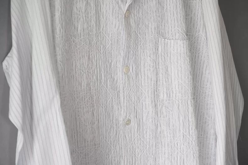 Yohji Yamamoto Yohji Yamamoto80SS Window Embroidered Stripe Shirt 2503-Nex Size US M / EU 48-50 / 2 - 3 Thumbnail