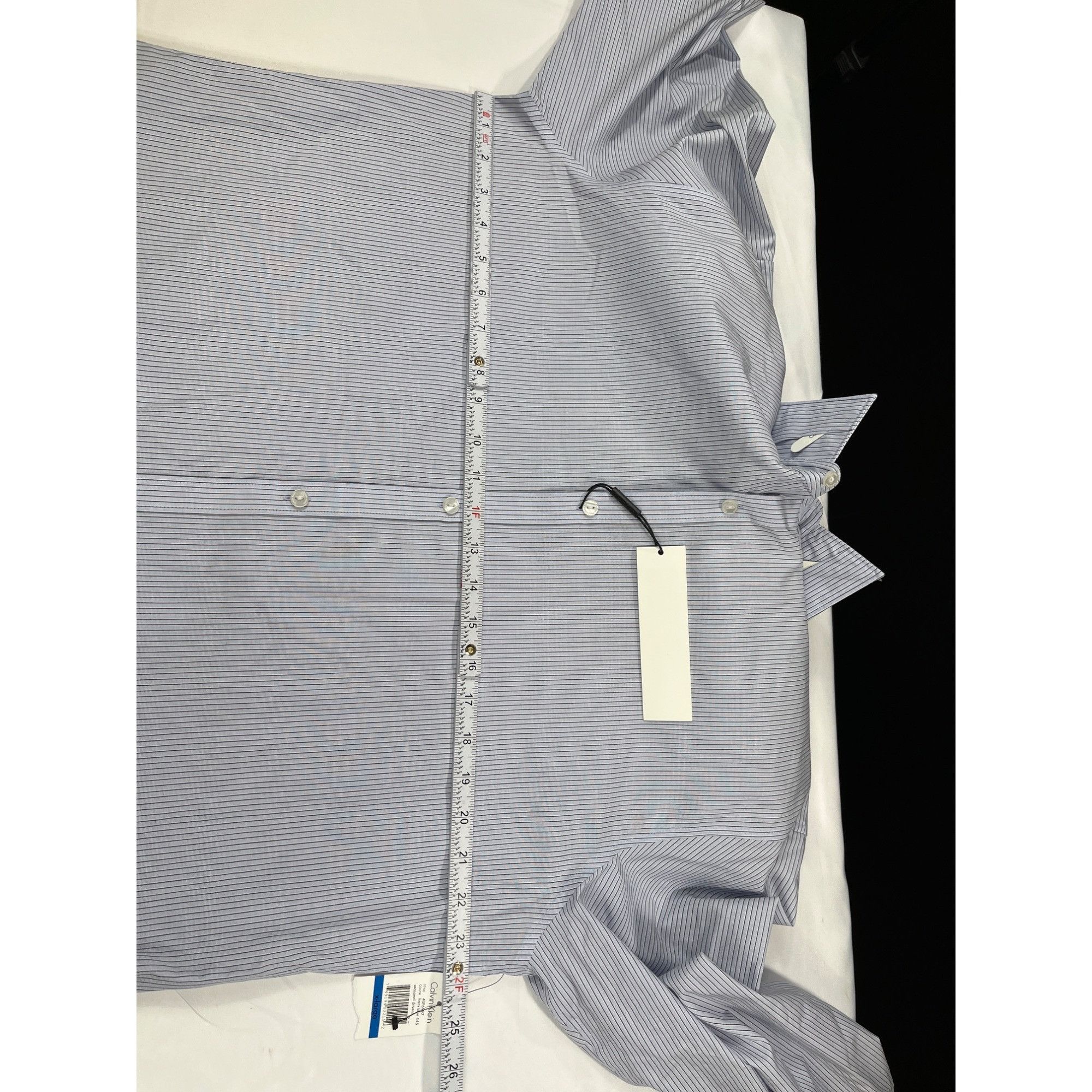 Calvin Klein Calvin Klein SKU 7655 Mens Light blue Striped Dress Shirt Si Size US XL / EU 56 / 4 - 3 Thumbnail