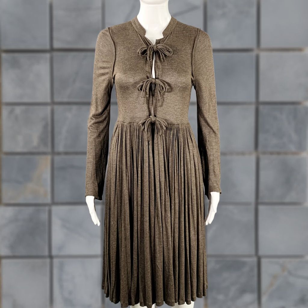 Stella McCartney STELLA McCARTNEY Size M Brown Viscose Pleated Dress Size M / US 6-8 / IT 42-44 - 1 Thumbnail