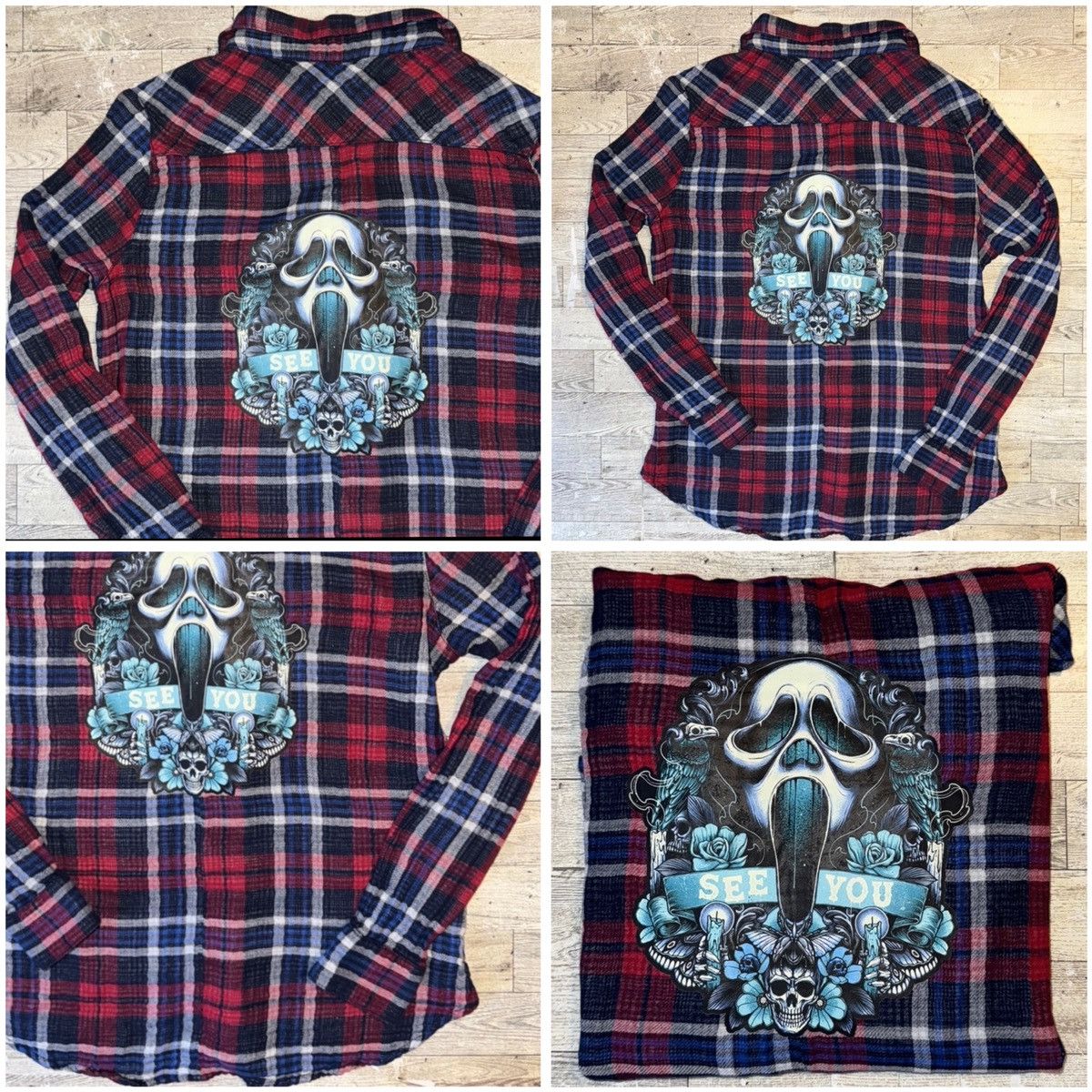 Nordstrom Ghostface, Halloween, Long Sleeve, Plaid Button Down Top Size XS / US 0-2 / IT 36-38 - 3 Thumbnail