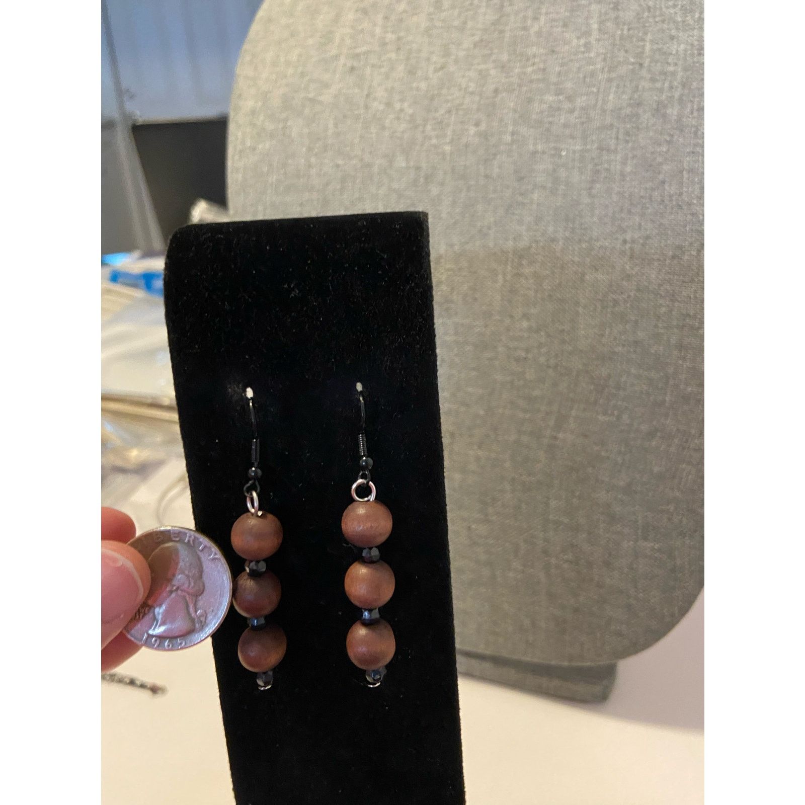 Handmade Wood Bead earrings Size ONE SIZE - 2 Thumbnail
