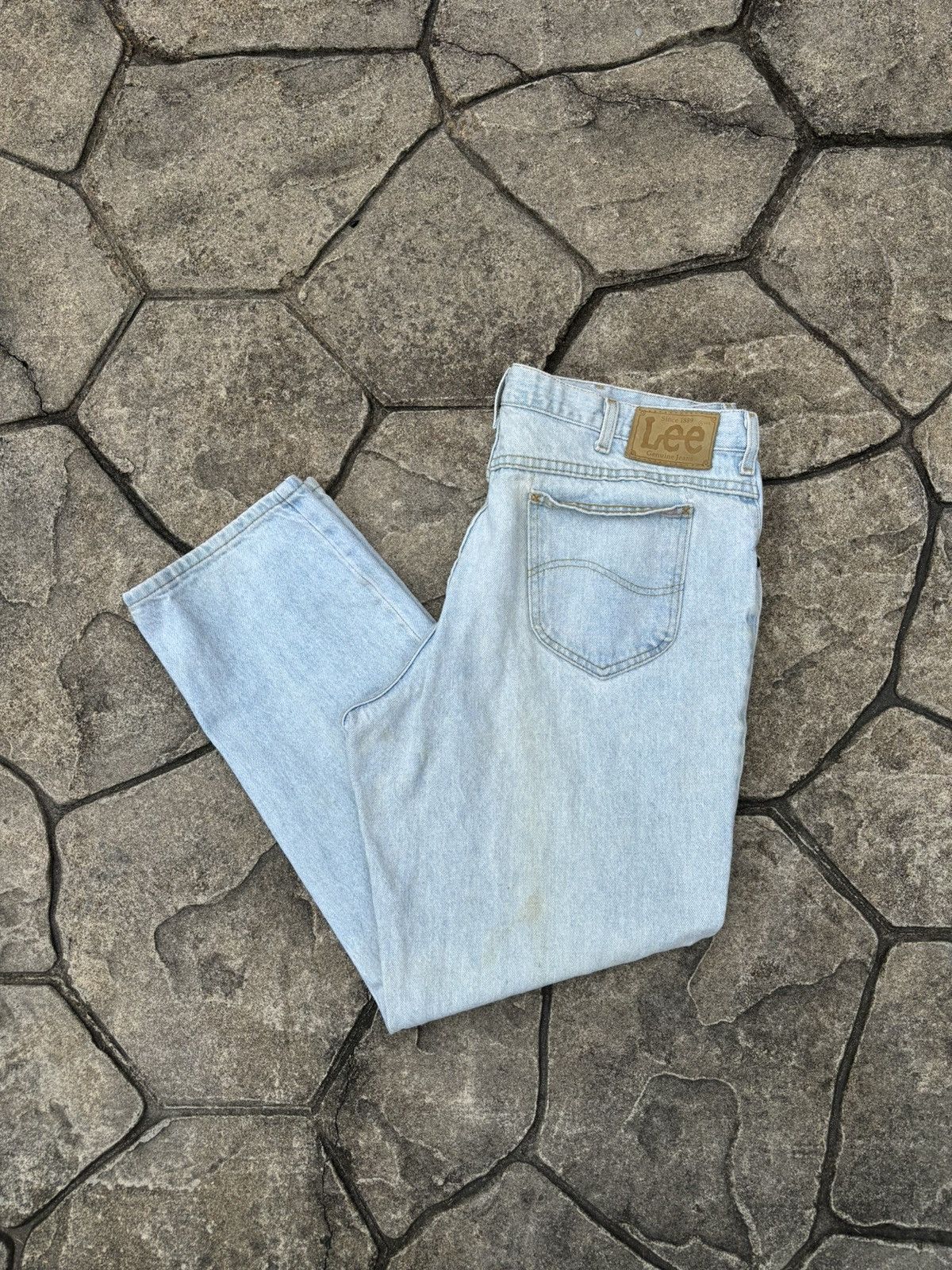 Lee × Vintage Vintage 90s Lee Made in USA Faded Blue Jeans Size US 40 / EU 56 - 1 Thumbnail