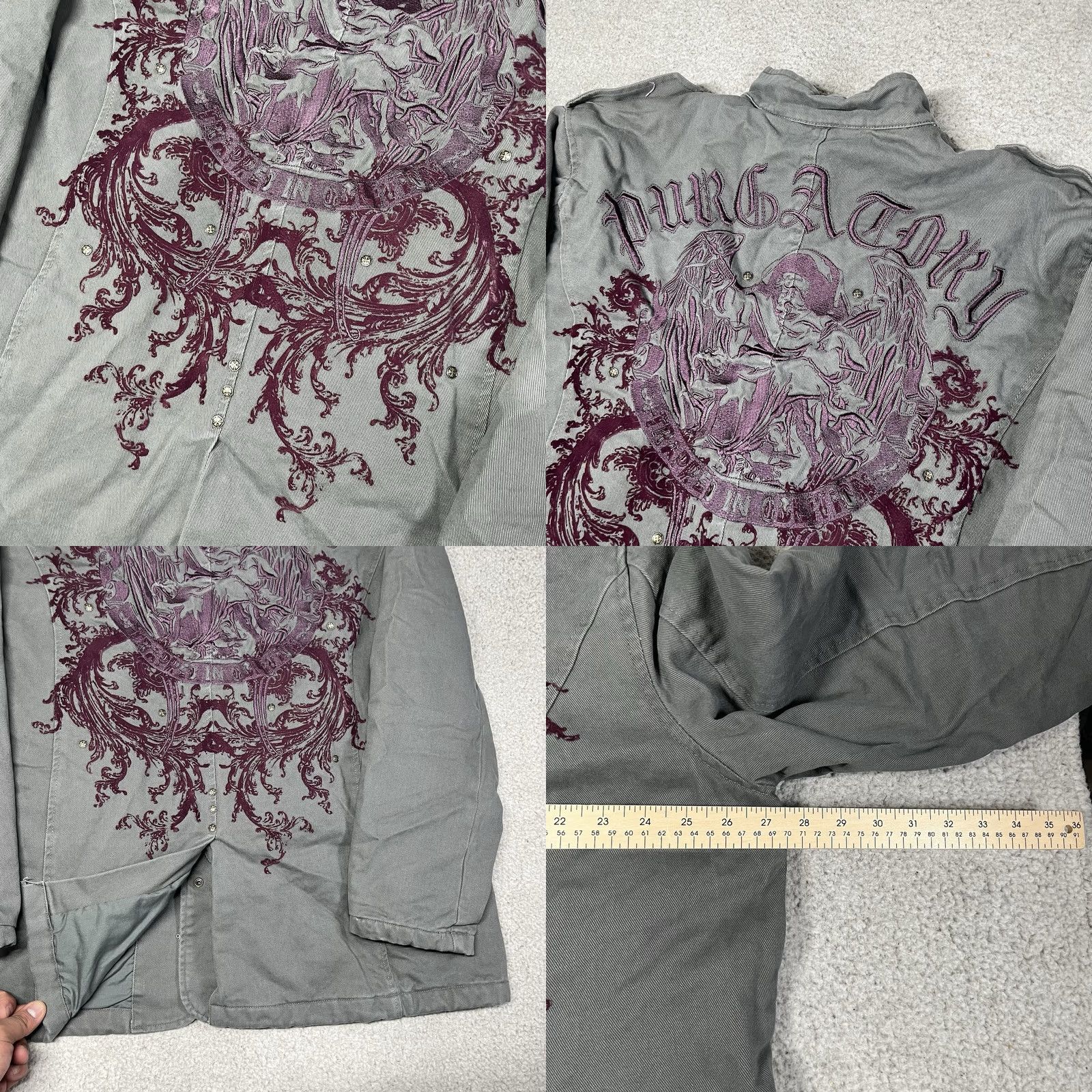 Vintage VINTAGE Blac Label Jacket Mens 3XL Gray Y2K Embroidered Grunge Military Coat Goth Shirt? Size US XXL / EU 58 / 5 - 9 Thumbnail