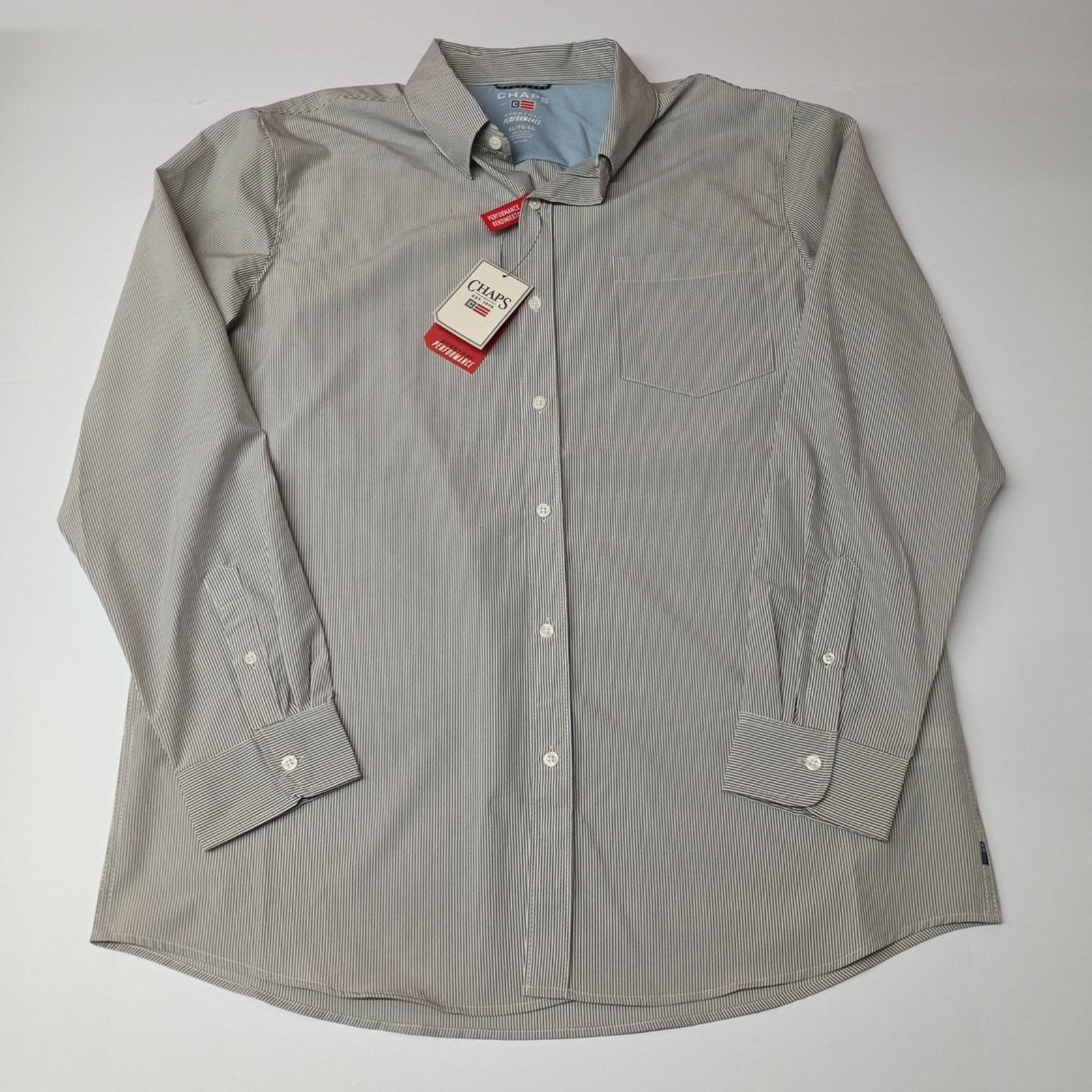 Chaps Chaps Woven Shirt Mens XL Steel Gray Striped Stretch Classic Size US XL / EU 56 / 4 - 1 Thumbnail