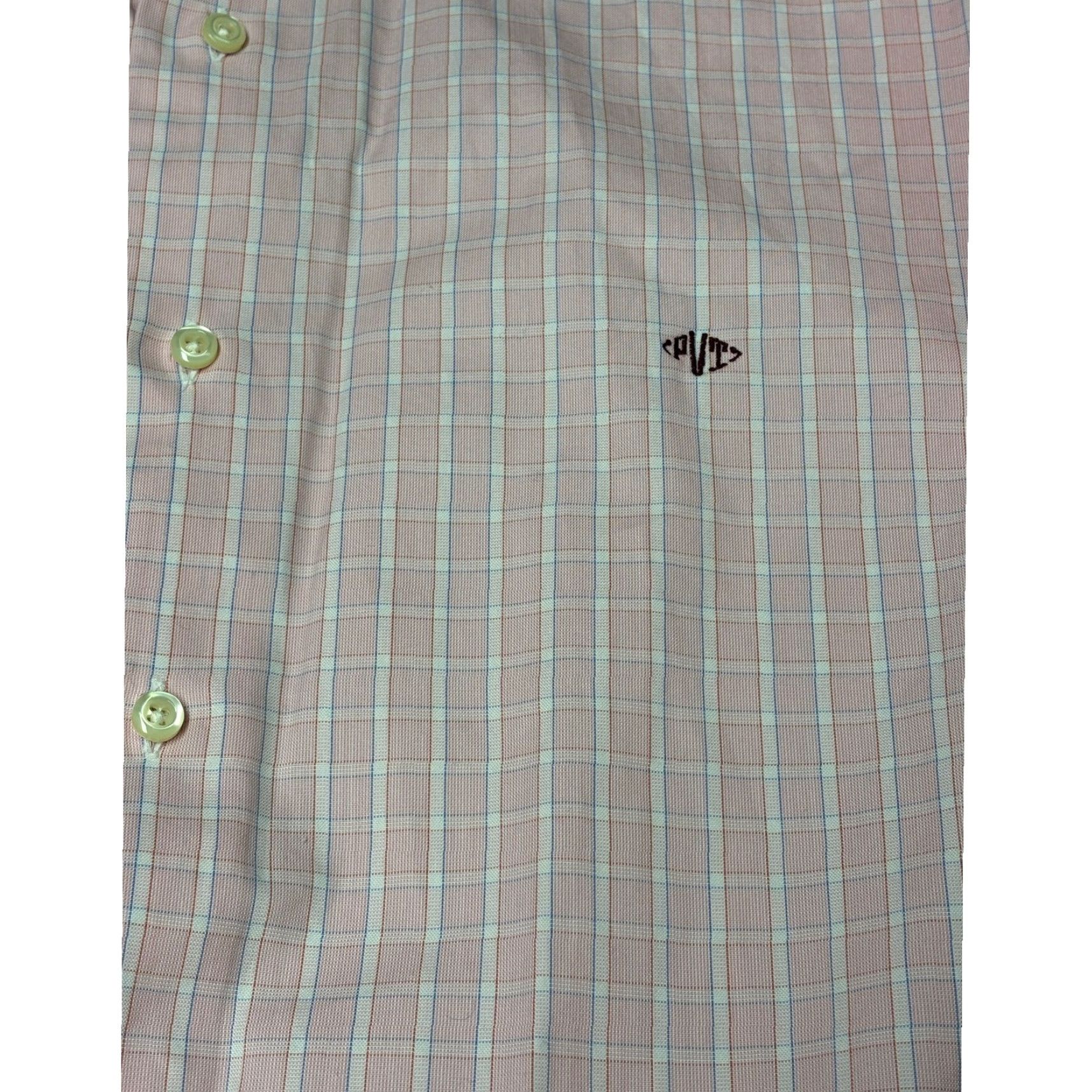 Brooks Brothers VINTAGE Brooks Brothers Dress Shirt Mens 15.5 33 Pink Blue Check USA Cotton Short Summary? Size 42R - 2 Thumbnail