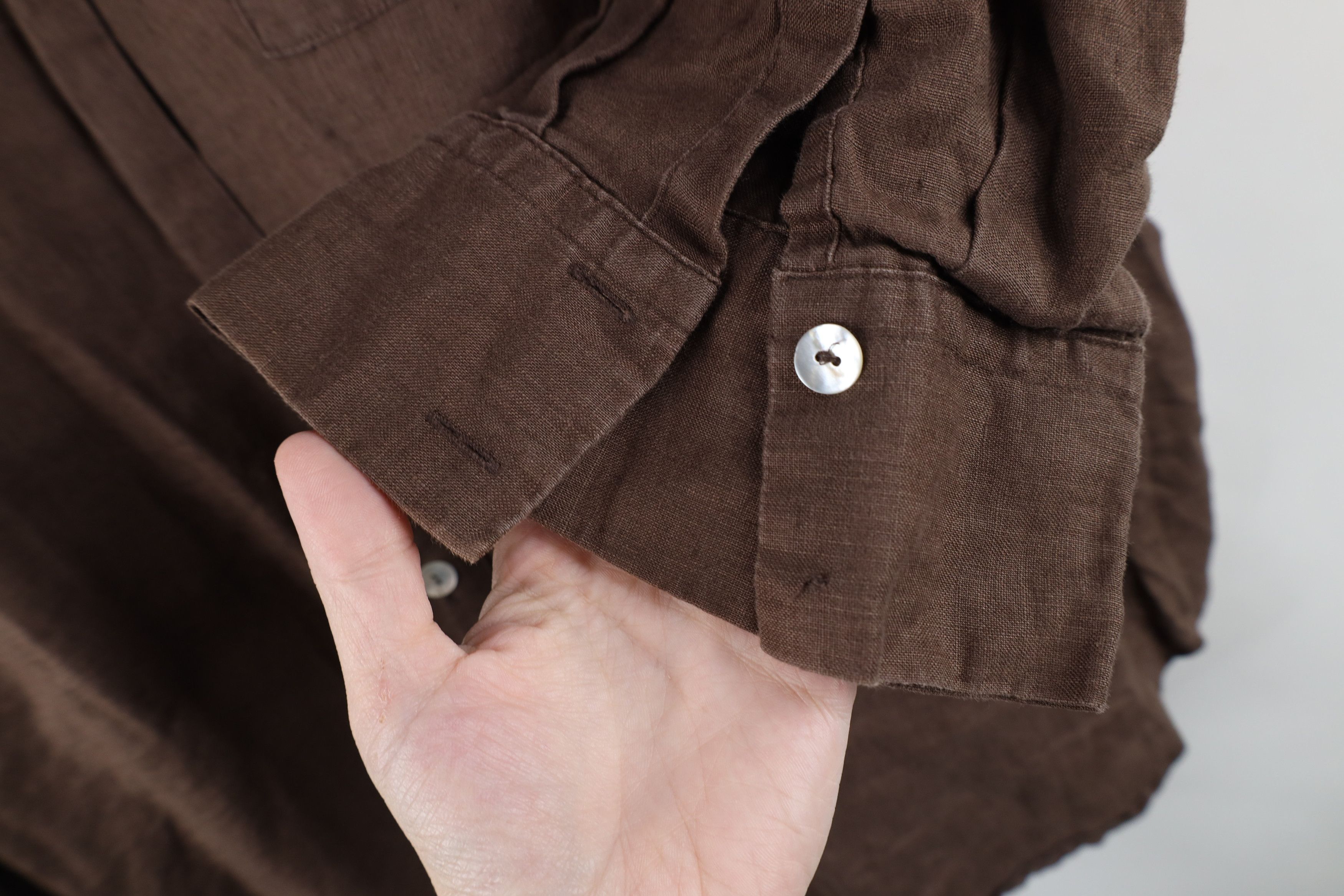 Vintage Vintage 90s Lagenlook Collared Button Shirt Brown Size XXL / US 16-18 / IT 52-54 - 4 Thumbnail