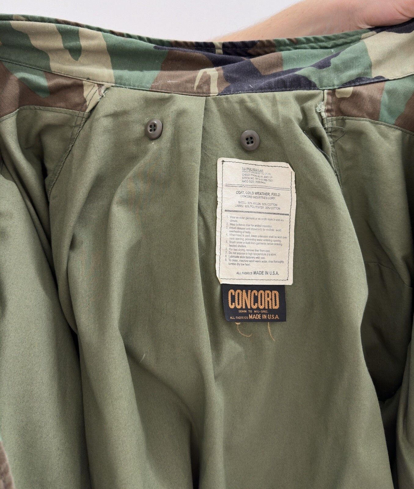 Vintage VINTAGE 1980s 80s M65 JACKET ARMY MILITARIA CONCORD USA Size US XL / EU 56 / 4 - 3 Thumbnail