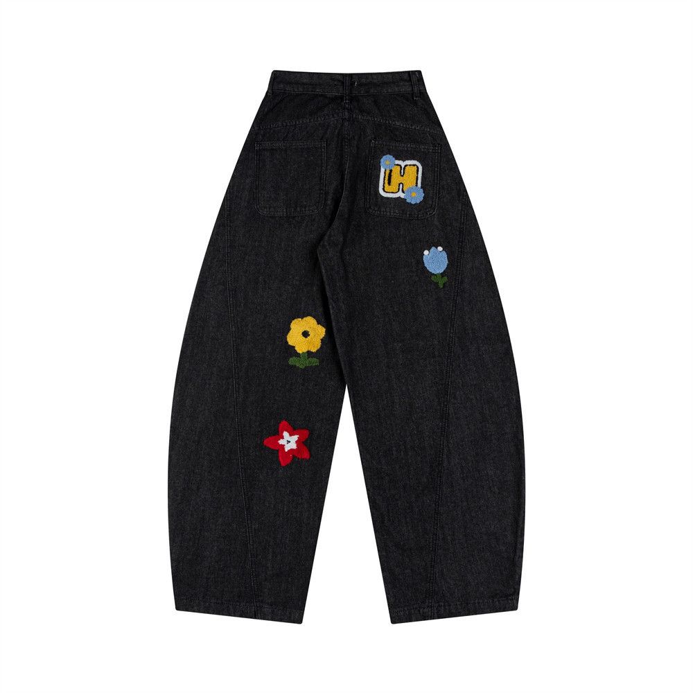 Jean American high street flower patch embroidered scimitar jeans Size US 32 / EU 48 - 2 Thumbnail