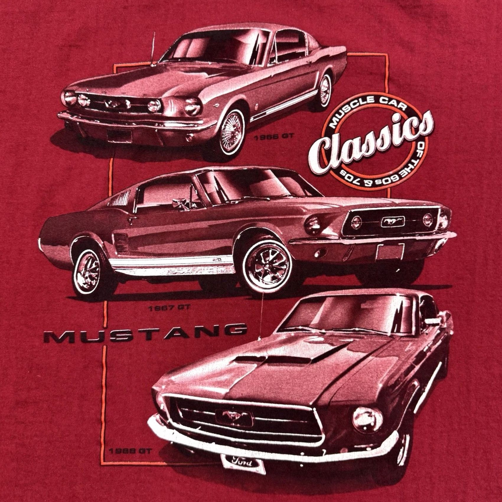 Ford VINTAGE Ford Mustang T Shirt Adult Large Red 90s Y2K Hipster Cars Classic Muscle Car Mens Size US L / EU 52-54 / 3 - 2 Thumbnail