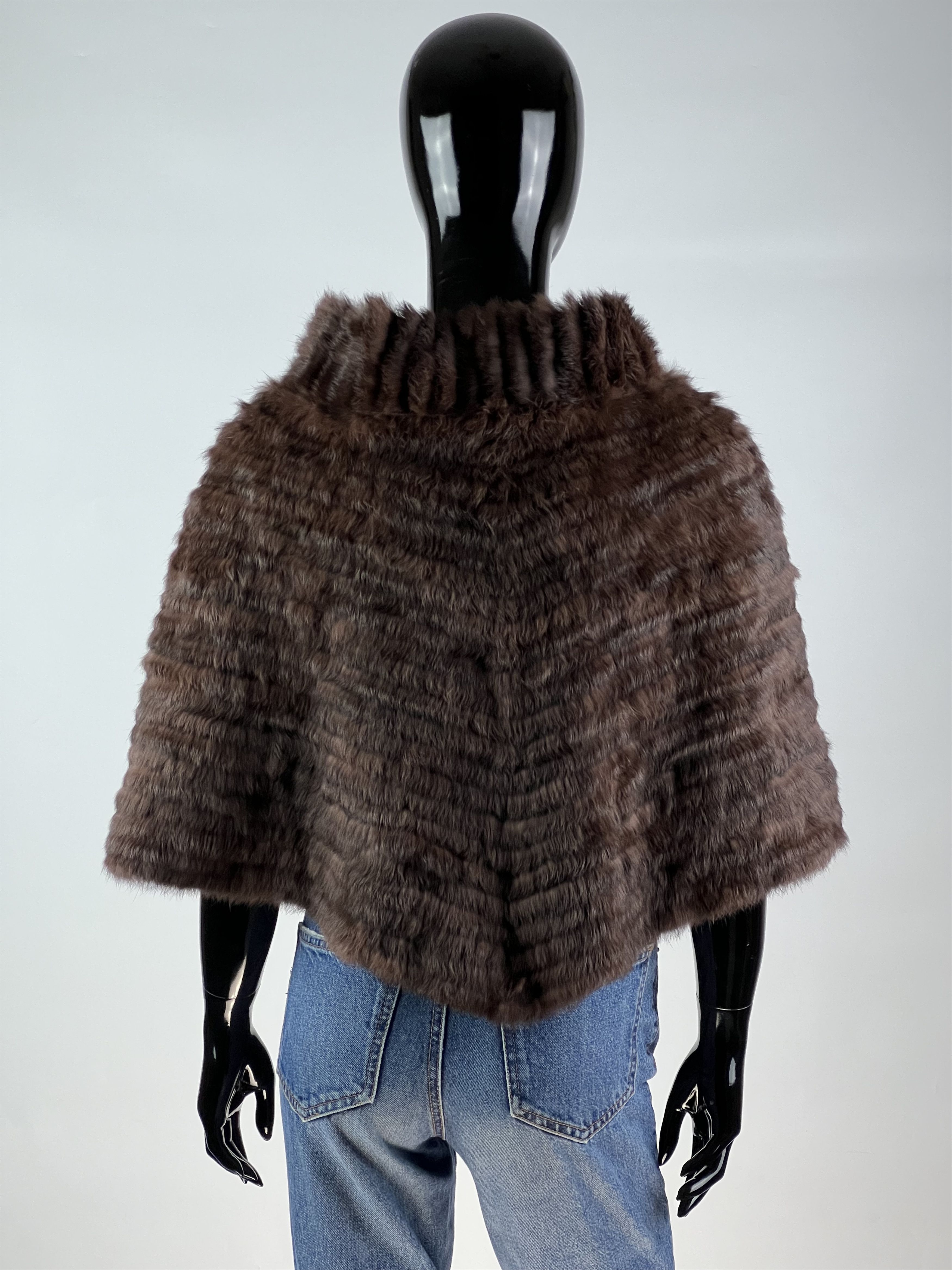 Designer Annabelle New York Rabbit Fur Poncho Cape One Size Size ONE SIZE - 3 Thumbnail
