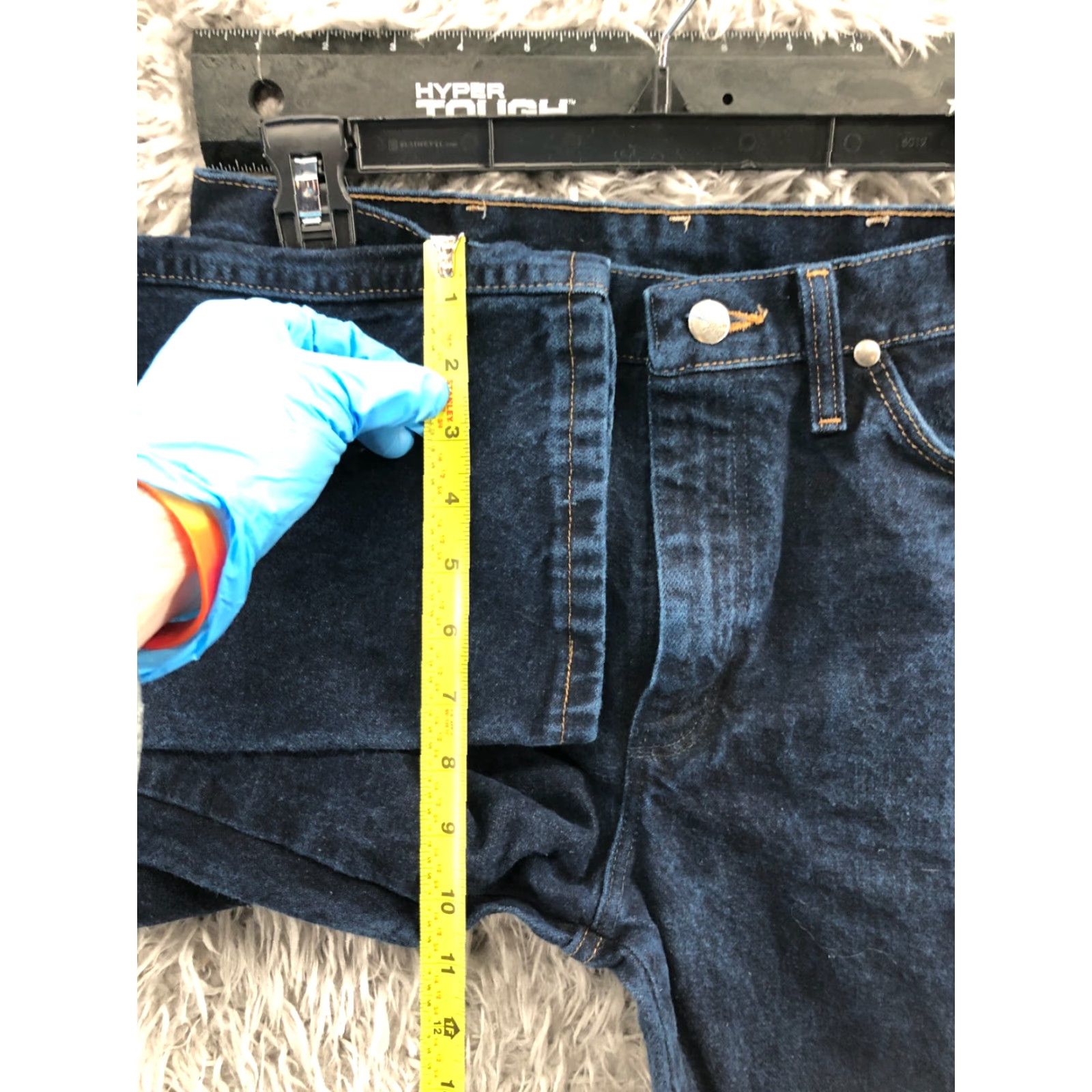 Wrangler Wrangler 933 Jeans Mens 29x32 Dark Wash Blue Mid Rise 5-Pocket Denim Button/Zip Belt Loops Straight Regular Size US 29 - 4 Thumbnail