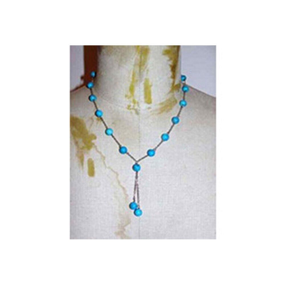 Designer Turquoise Bead Sterling Silver Chain Tassel Necklace Size ONE SIZE - 1 Thumbnail