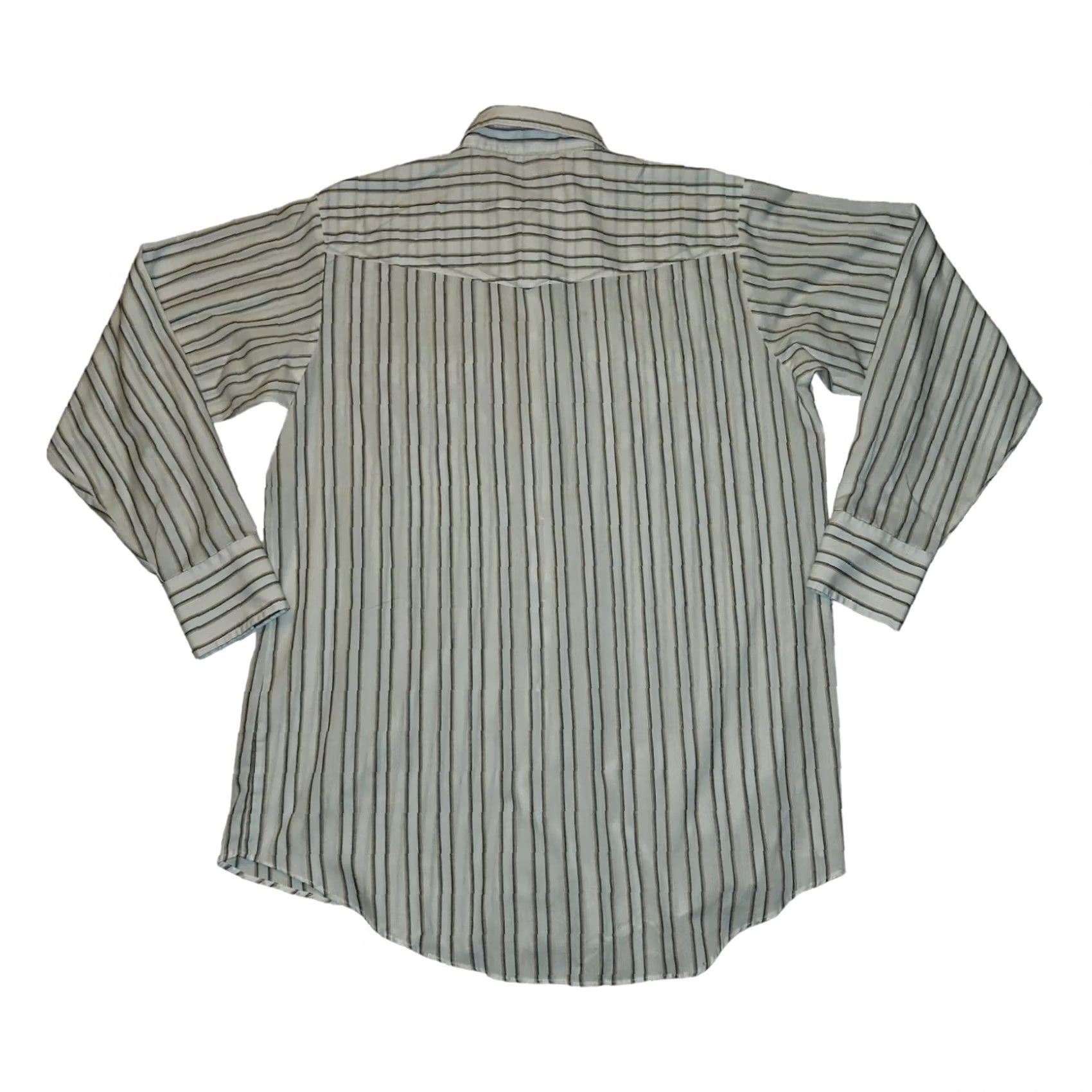 Vintage VINTAGE Plains Shirt Western Cowboy Long Sleeve LT White Striped 46 Chest L Tall Men Regular Snap Button-Up Pockets Size US L / EU 52-54 / 3 - 7 Thumbnail