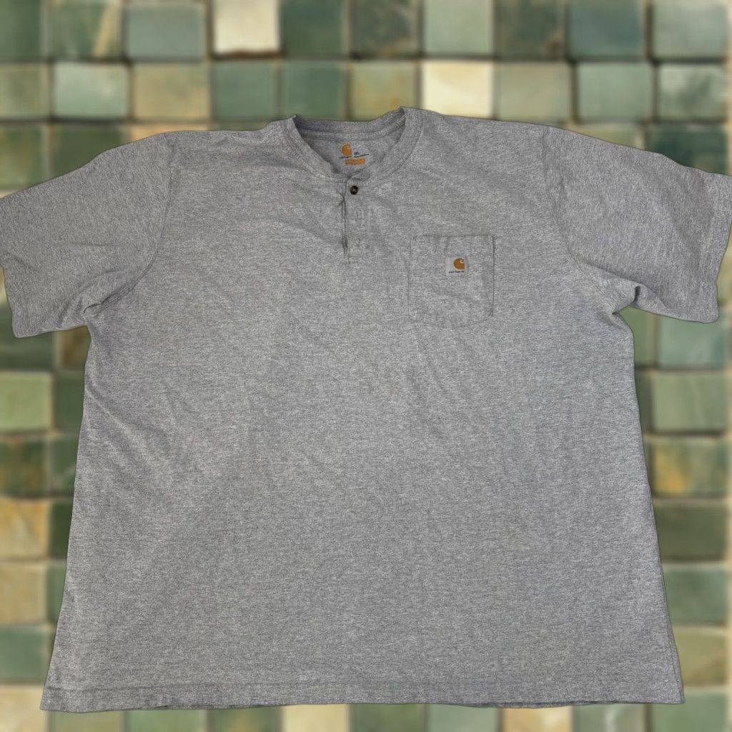 Carhartt Carhartt T Shirt Men’s 4XL Gray Henley Short Sleeve Pocket Logo 3 Button Original Fit Work Tee Mens Size US XXL / EU 58 / 5 - 1 Thumbnail