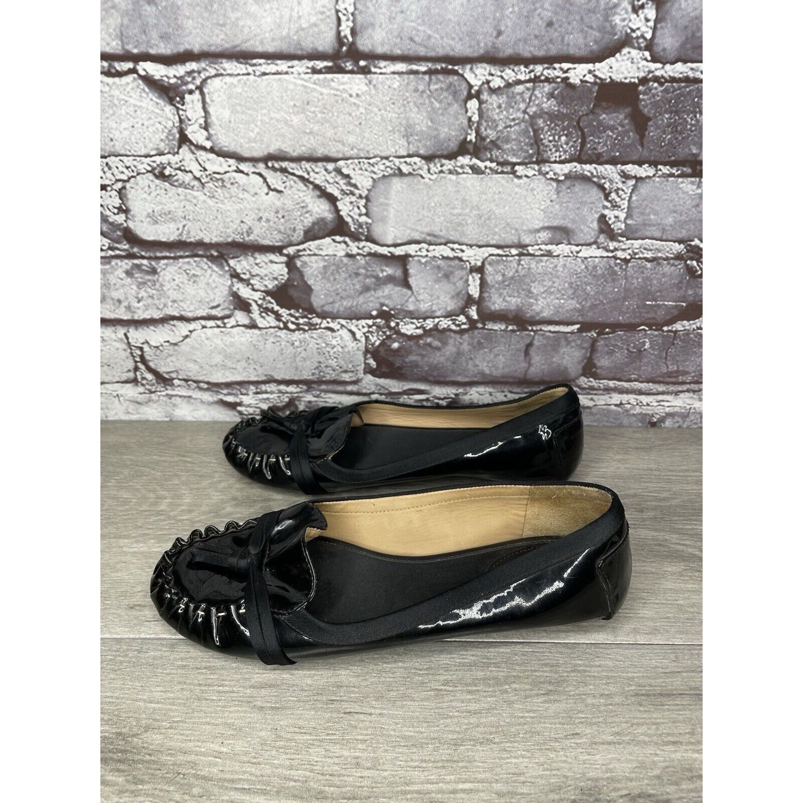 Kate Spade Kate Spade Black Patent Leather Slip On Bow Ballet Flats Sho Size US 6 / IT 36 - 11 Thumbnail