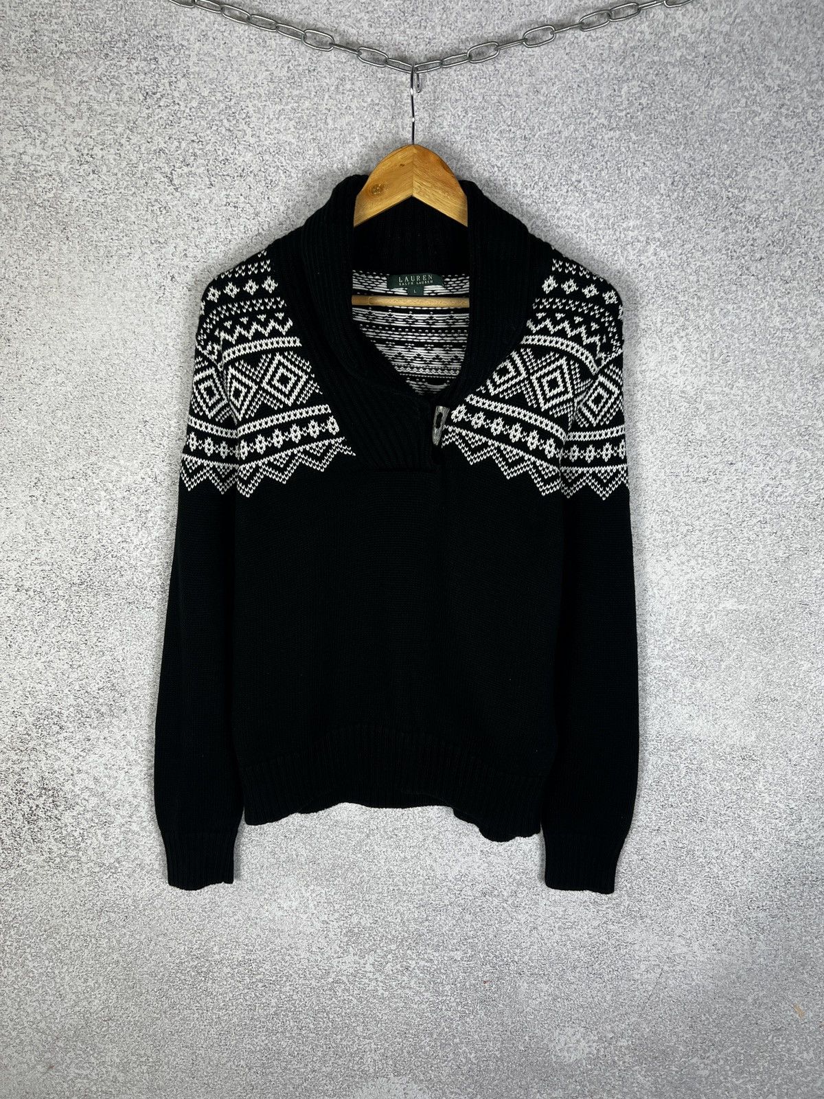 Ralph Lauren × Vintage Vintage Ralph Lauren Pattern Knitted Sweater Luxury Cardigan Size L / US 10 / IT 46 - 1 Thumbnail