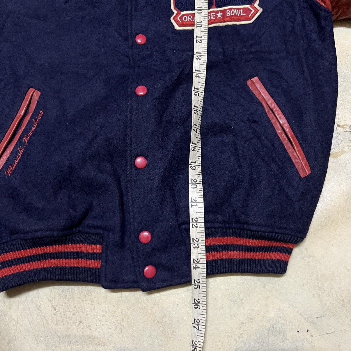 Vintage Vintage Orange Bowl Leather Sleeve Varsity Jacket Size US L / EU 52-54 / 3 - 11 Thumbnail