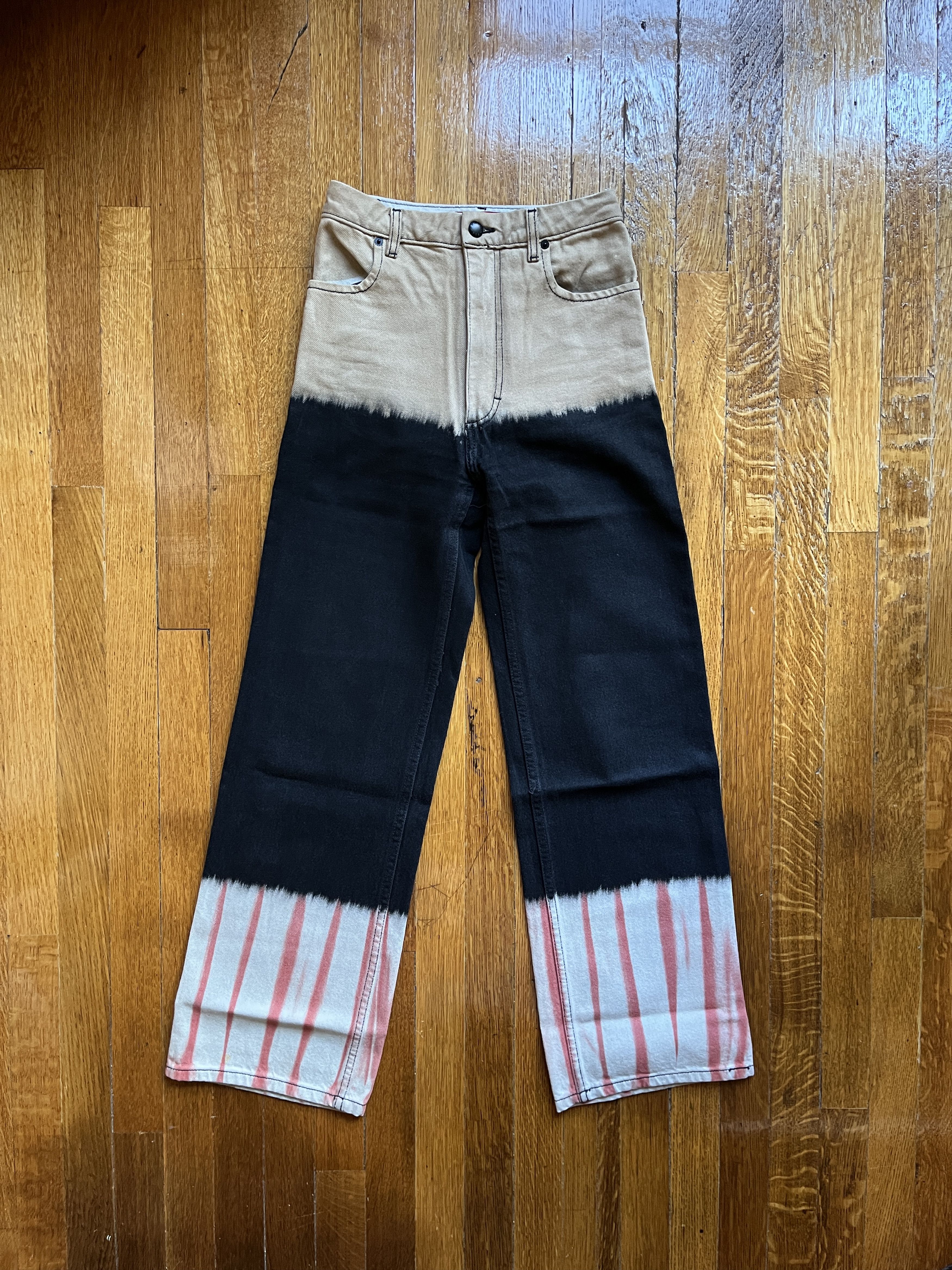 image of Eckhaus Latta Tie-Dye Wide Leg Jeans in Black, Women's (Size 24)