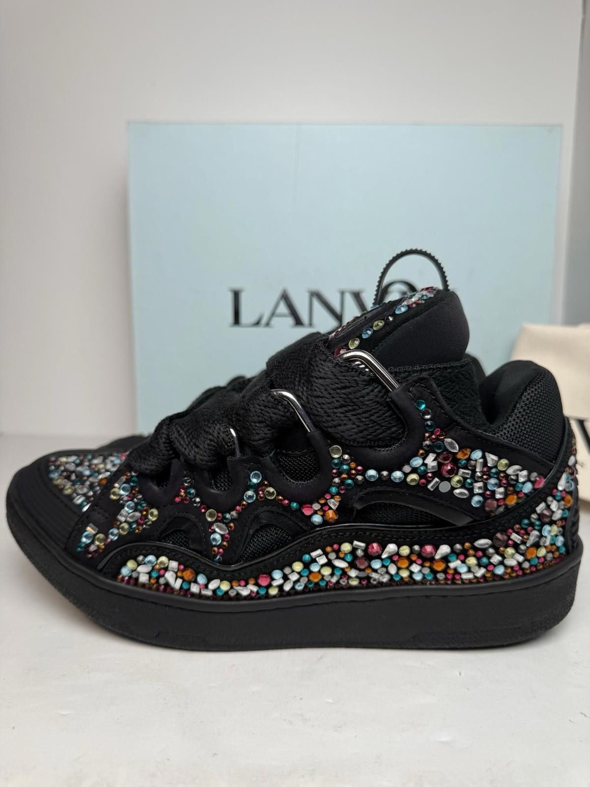 Lanvin Lanvin Curb Sneakers Black Multicolour Crystal Embellished Size US 9 / EU 42 - 1 Thumbnail