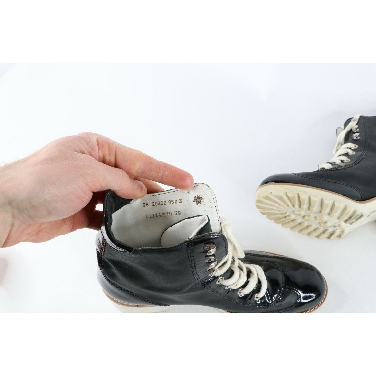 Vintage Vintage 90s Y2K Babydoll Patent Leather Heeled Combat Boots Size US 8 / IT 38 - 9 Thumbnail
