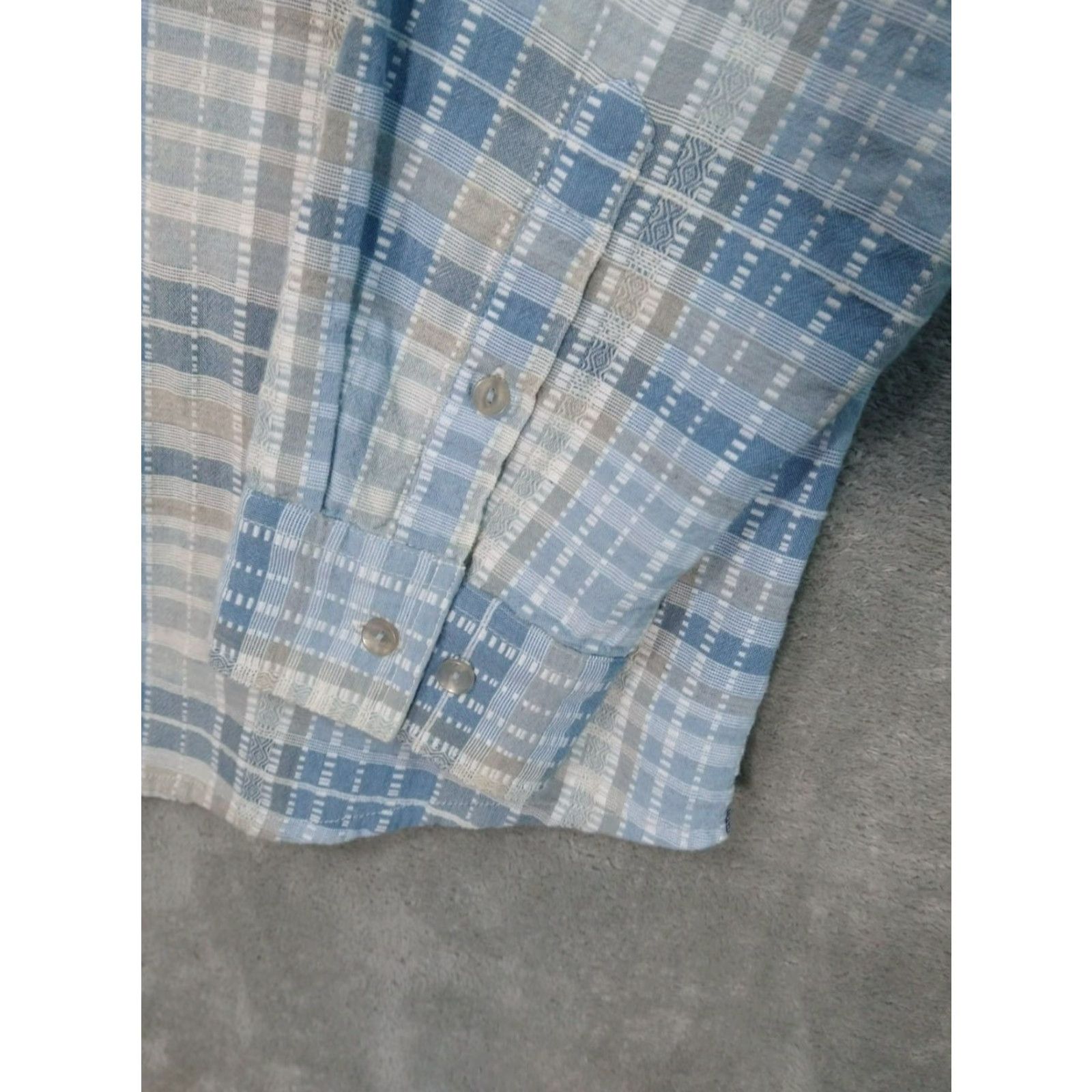 Carbon2Cobalt VINTAGE Carbon 2 Cobalt Shirt Mens MT Blue Plaid Button-Up Long Sleeve 46 in Chest Pockets 100% Cotton Big & Tall Mens Regular Fit Size US M / EU 48-50 / 2 - 3 Thumbnail