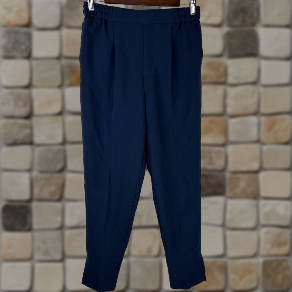 Anthropologie Anthropologie Copley Tapered Trousers Navy Blue Pants Pleated XS Extra Small Size 26" / US 2 / IT 38 - 1 Thumbnail