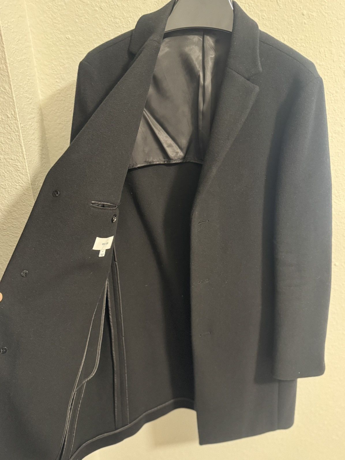 Reiss Reiss Wool Overcoat Black Size US L / EU 52-54 / 3 - 2 Thumbnail