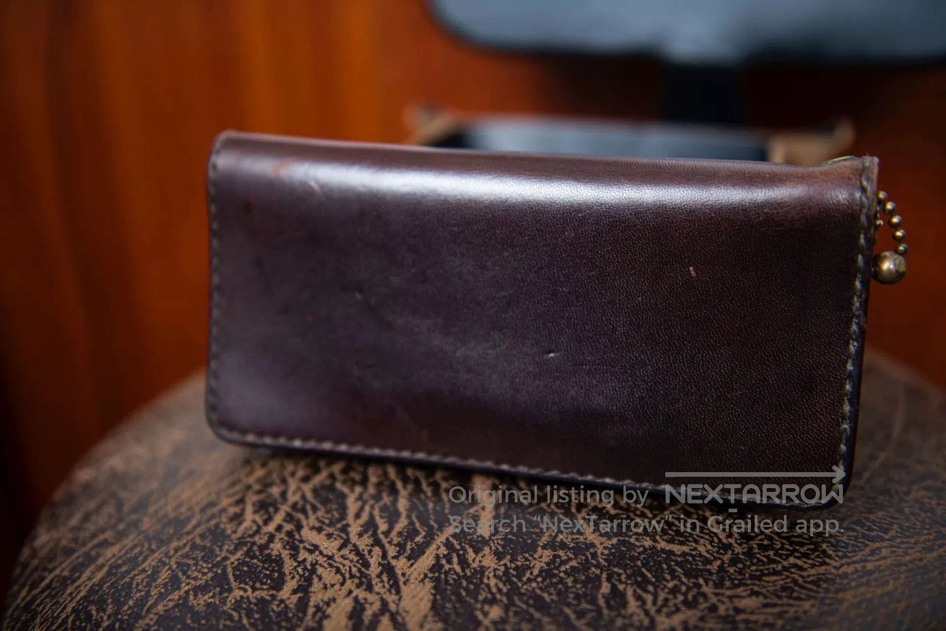 Japanese Brand Brown Leather Wallet with Zip Closure. Size ONE SIZE - 2 Thumbnail