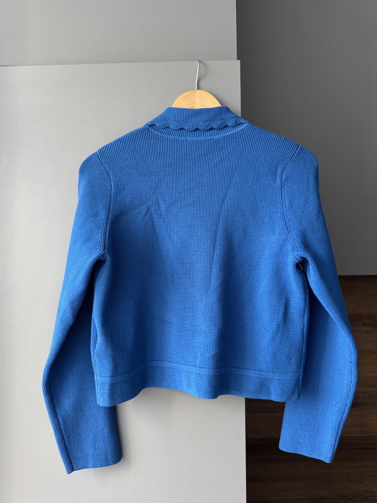 Sandro Sandro Paco Scalloped Ribbed-Knit in Blue Cardigan Size L / US 10 / IT 46 - 8 Thumbnail