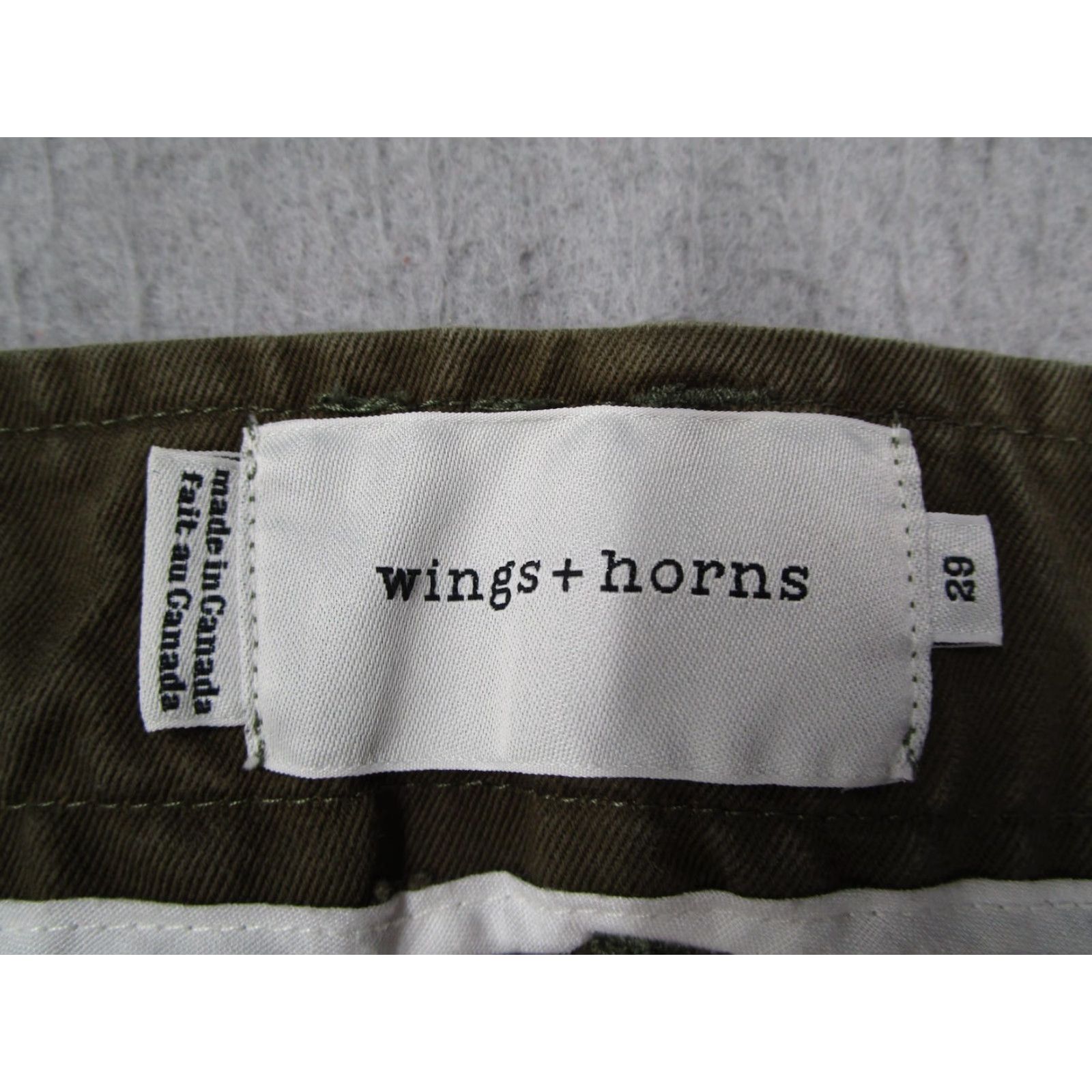 Vintage Wings + Horns Mens Green Slim Fit Chino Pants 29x30 Cotton Canvas 5-Pocket Casual Straight Leg Made in Canada Size US 29 - 3 Thumbnail