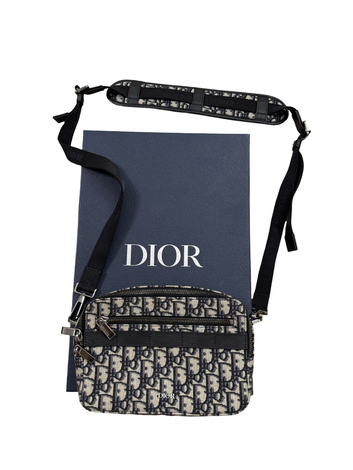 3000$ Dior Oblique Jacquard Safari Messenger Bag/Dior Bag in Blue, Men's