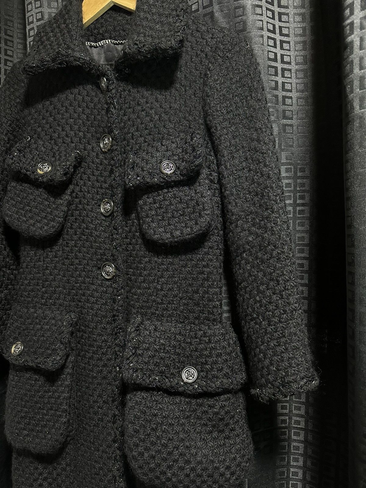 Chanel Chanel black long coat tweed jacket Size XXS / US 00 / IT 34 - 6 Thumbnail