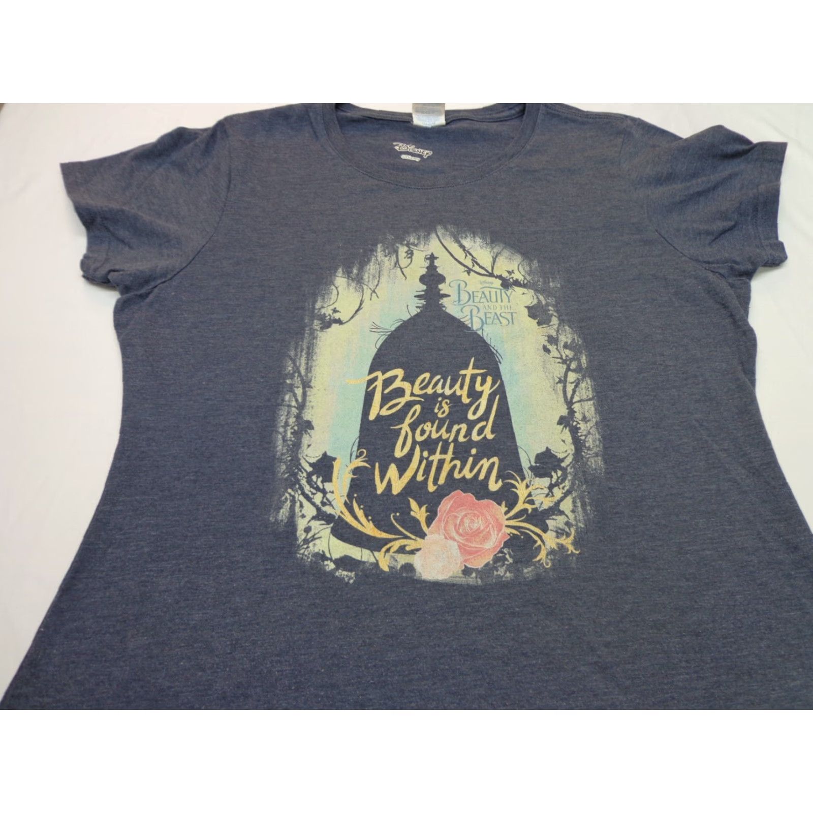 Disney Disney Beauty is Found Within Beauty and the Beast T Shirt Ladies L Blue Womens Shirt Classic Cotton Blend User-Reviewed Vintage: No Size L / US 10 / IT 46 - 2 Thumbnail