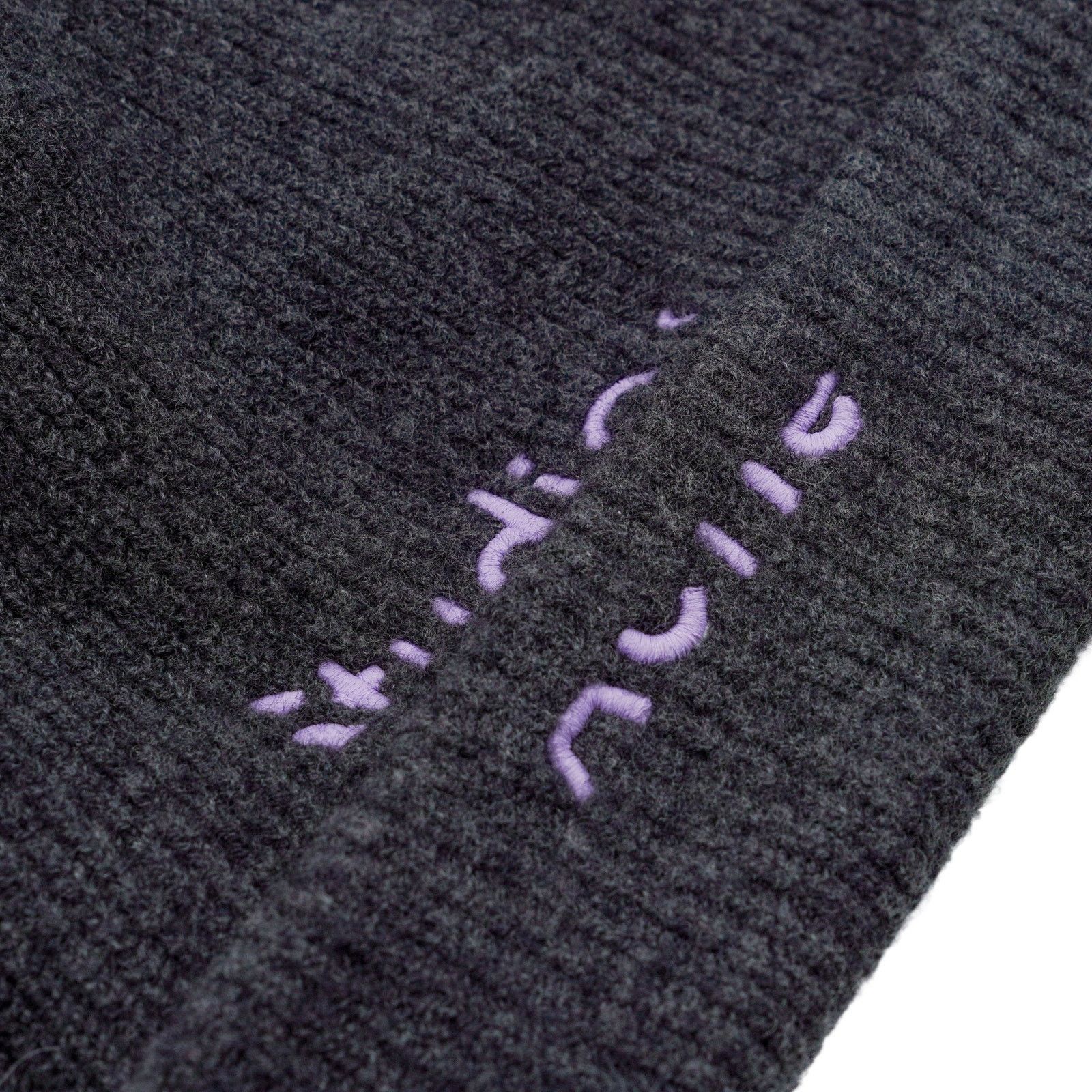 Acne Studios Acne Studios Dark Gray Wool Knit Embroidered Logo Beanie Hat Size ONE SIZE - 3 Thumbnail