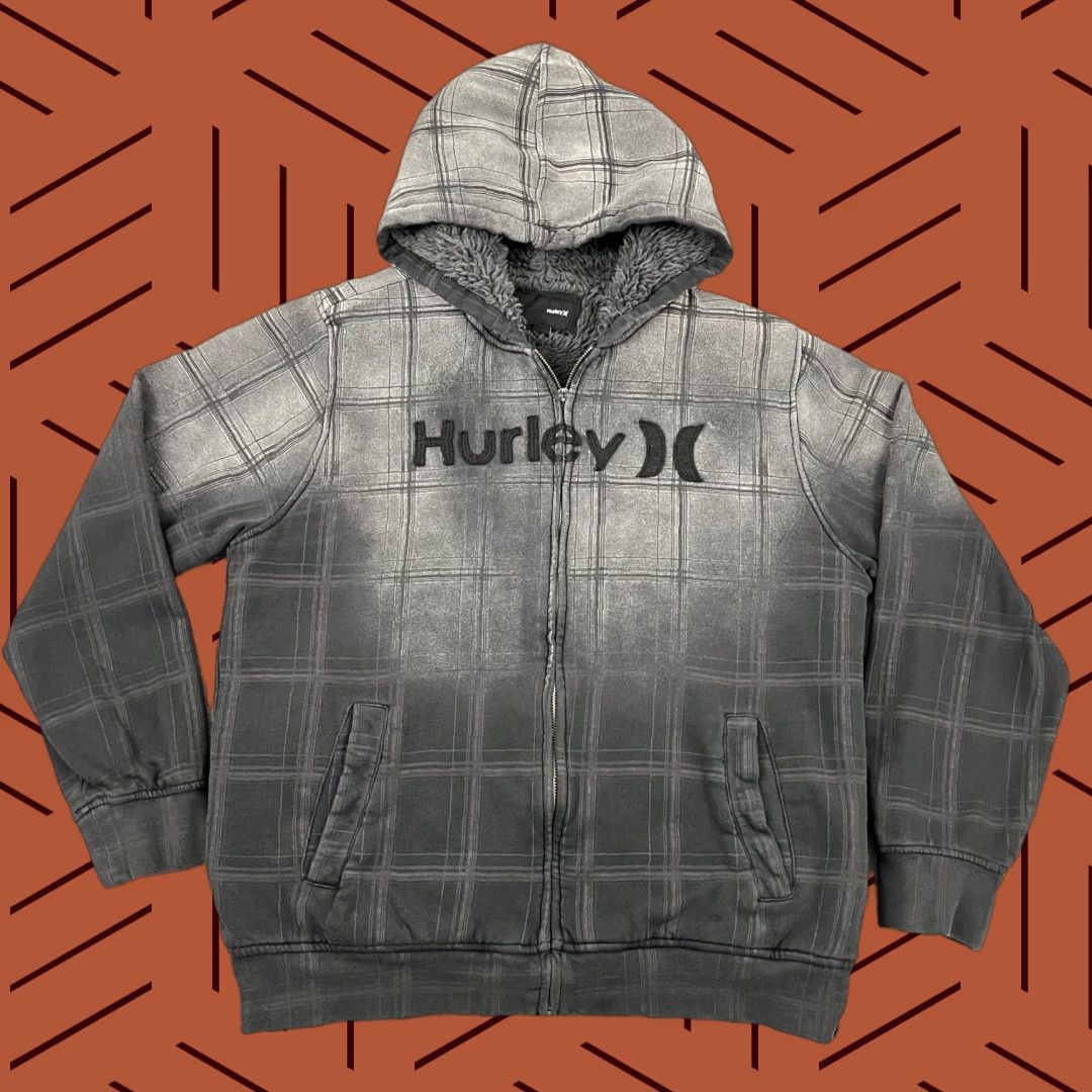 Hurley Hurley Jacket Adult Small Gray Sherpa Hooded Skater Punk Cyber Grunge Emo Mens Size US S / EU 44-46 / 1 - 1 Thumbnail