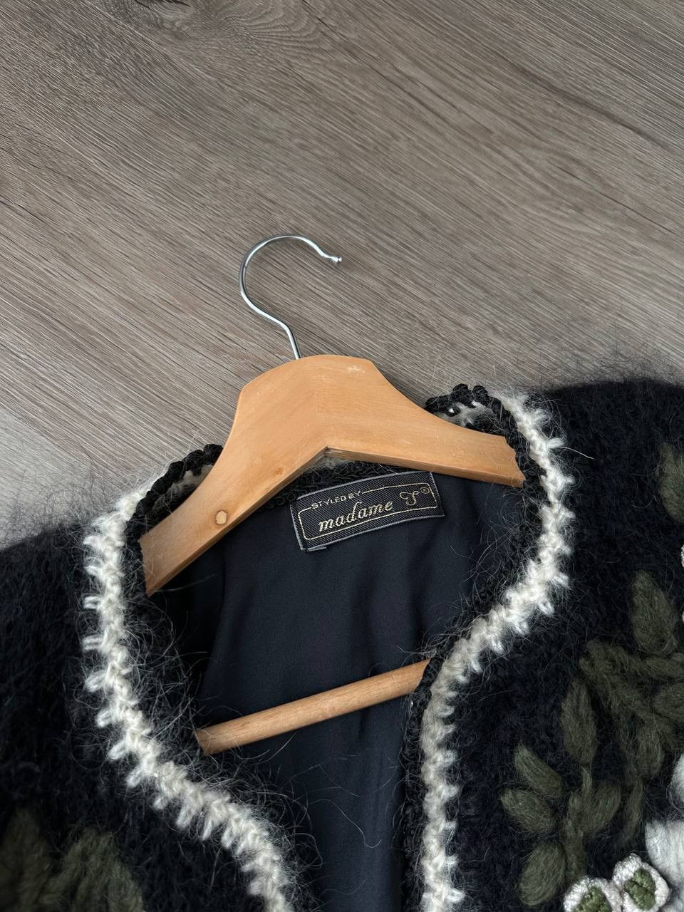 If Six Was Nine Vintage Styled By Madame Cardigan Wool Mohair Black Jacket Size US XL / EU 56 / 4 - 9 Thumbnail