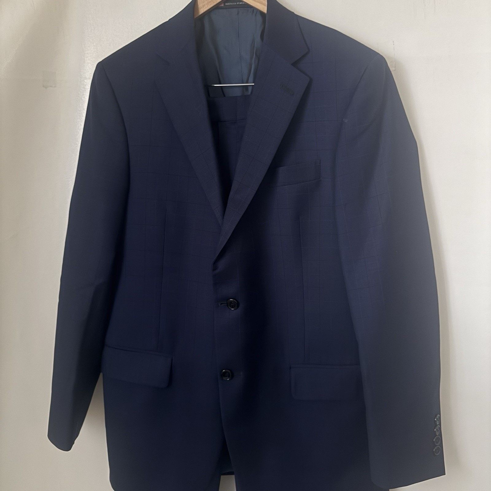 Hart Schaffner Marx Hart Schaffner Marx Suit Wool Blend Window Pane Union USA Size 38R - 3 Thumbnail
